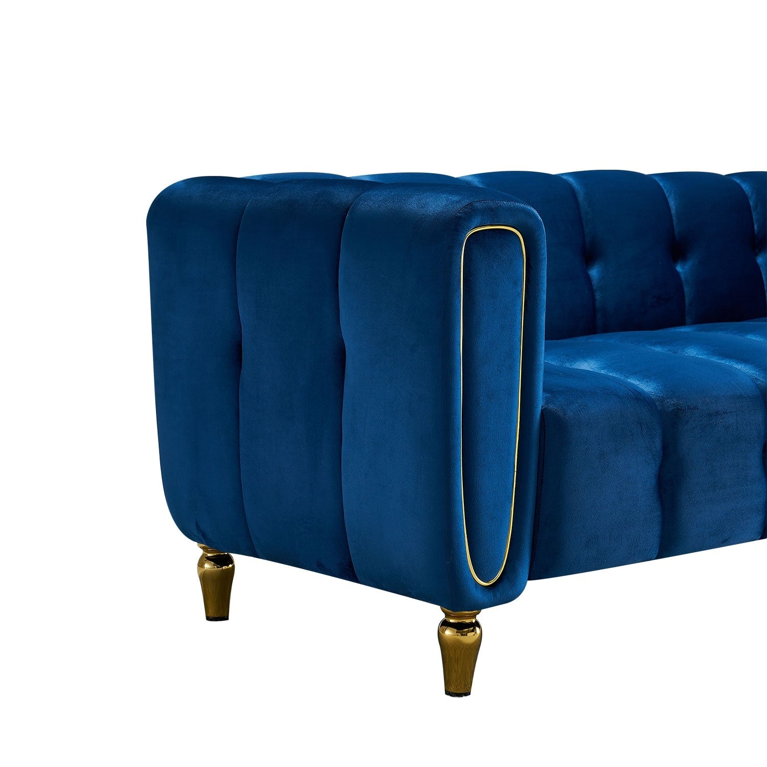 Blue Modern Velvet Sofa - 31.89 x 83.07 x 27.95