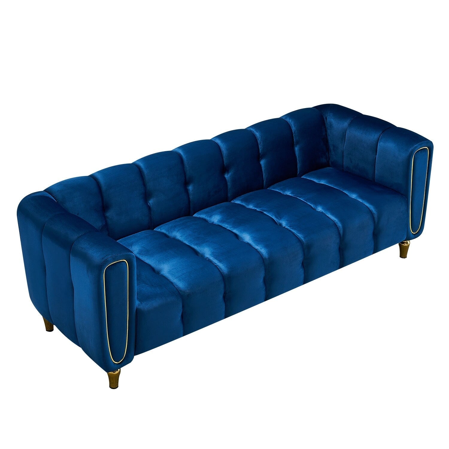 Blue Modern Velvet Sofa - 31.89 x 83.07 x 27.95