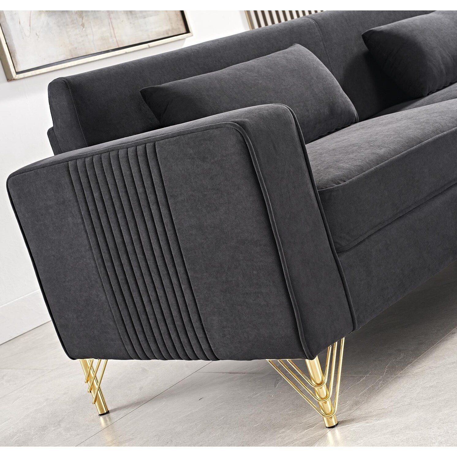 Modern Velvet Upholstered Living Room Sofa