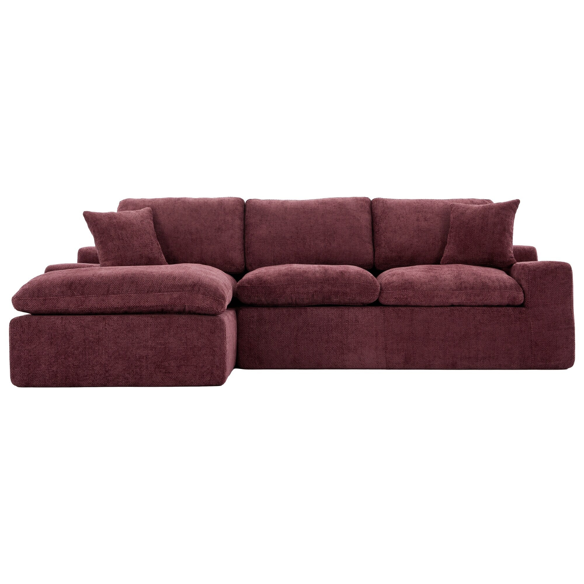 Modular Chenille Cloud Sectional Sofa with Double-Layer Cushions, Side Storage and Matching Pillows for Living Room