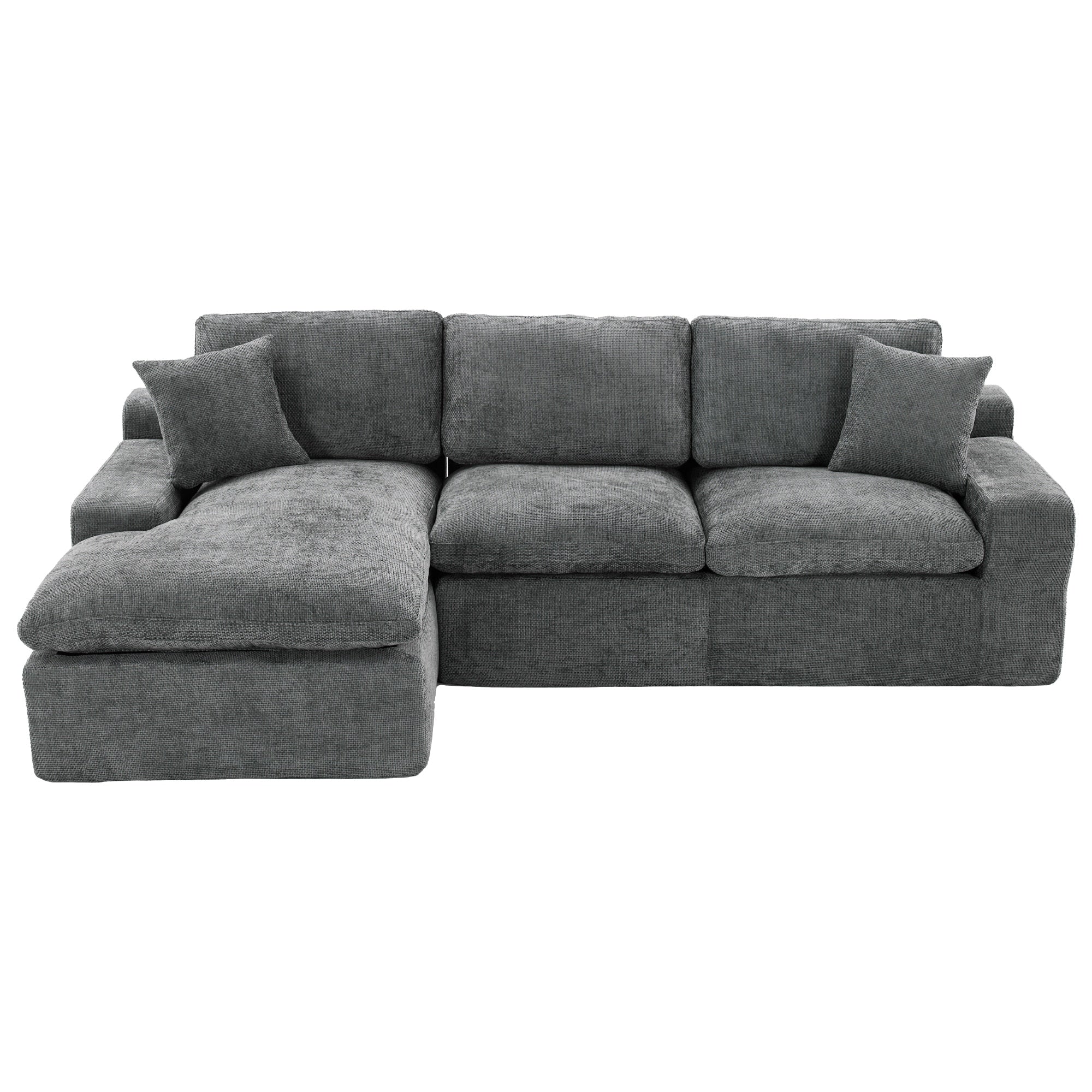 Modular Chenille Cloud Sectional Sofa with Double-Layer Cushions, Side Storage and Matching Pillows for Living Room
