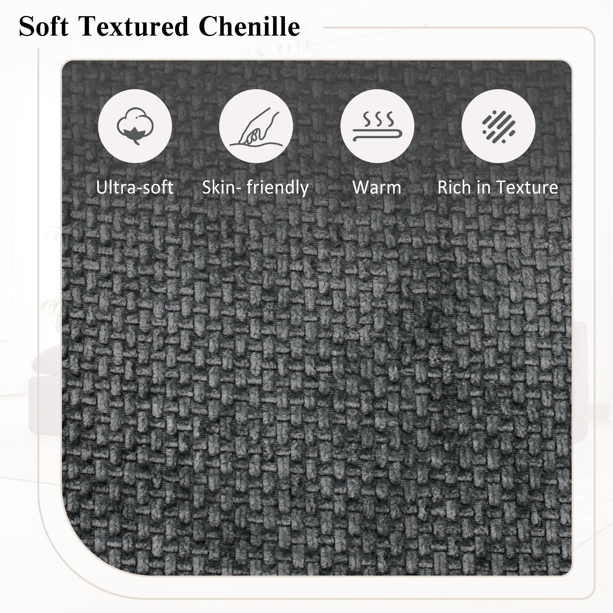 Modular Chenille Cloud Sectional Sofa with Double-Layer Cushions, Side Storage and Matching Pillows for Living Room