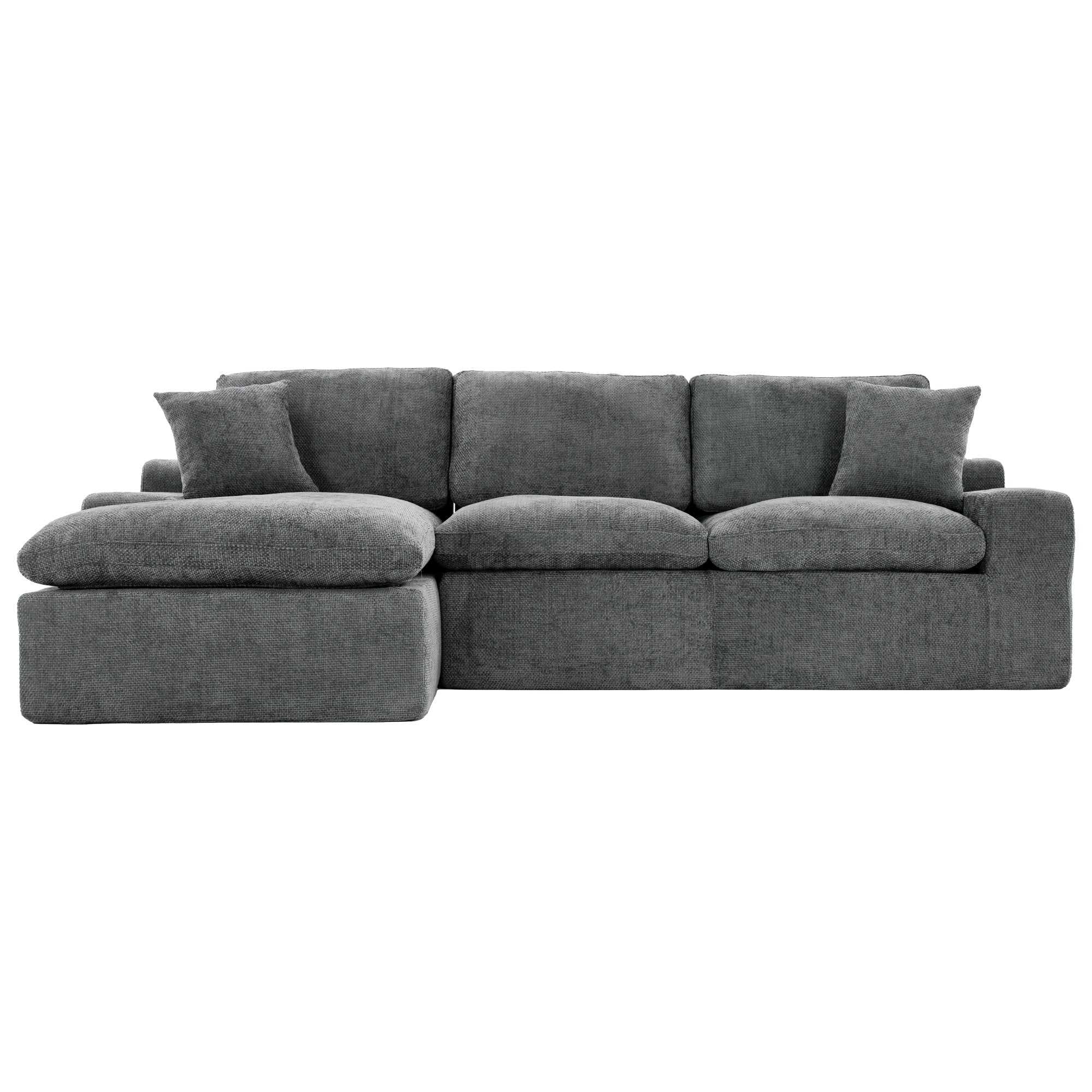 Modular Chenille Cloud Sectional Sofa with Double-Layer Cushions, Side Storage and Matching Pillows for Living Room