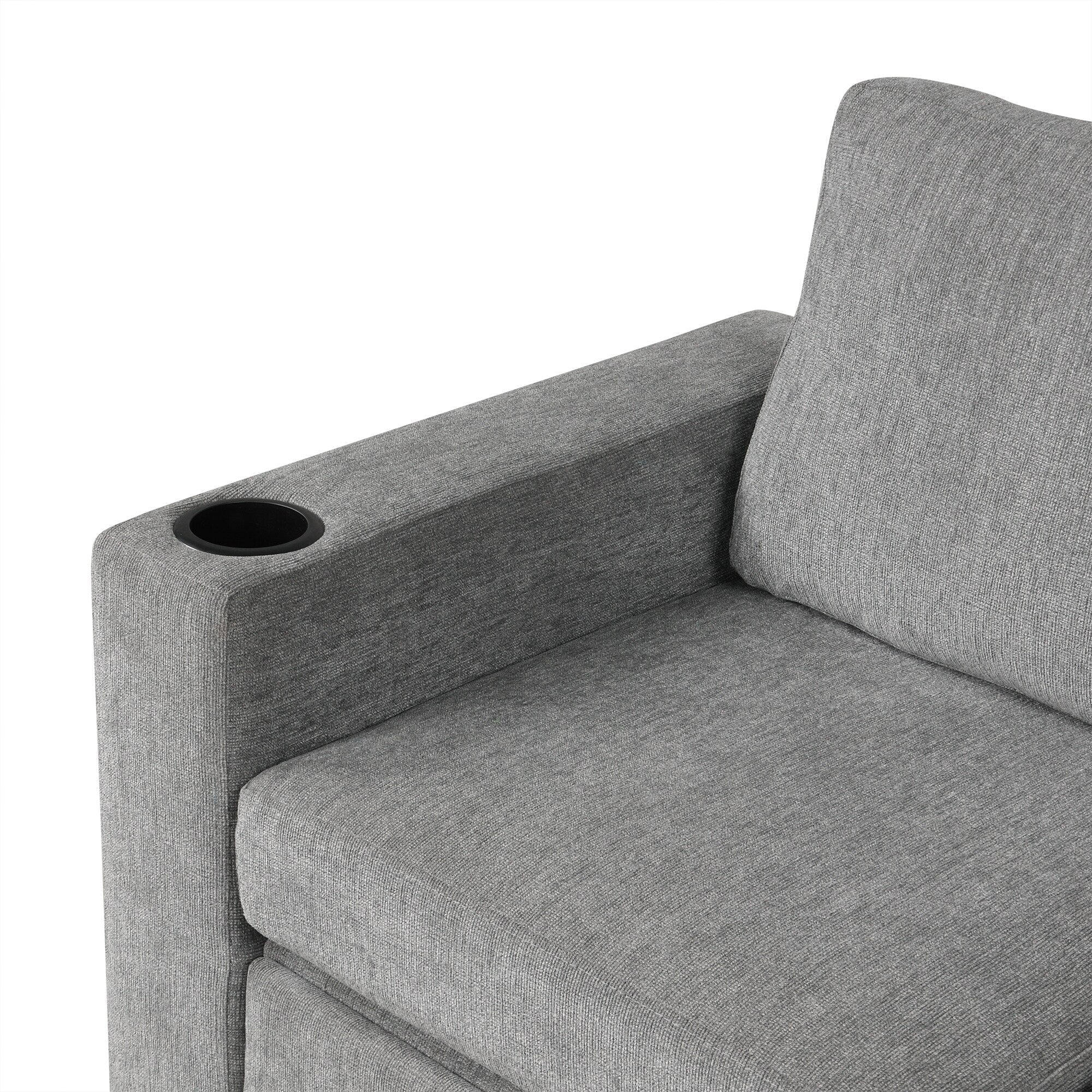 Modular Chenille Pull-Out Sleeper Sofa with Movable Storage Ottoman and USB Ports for Living Room