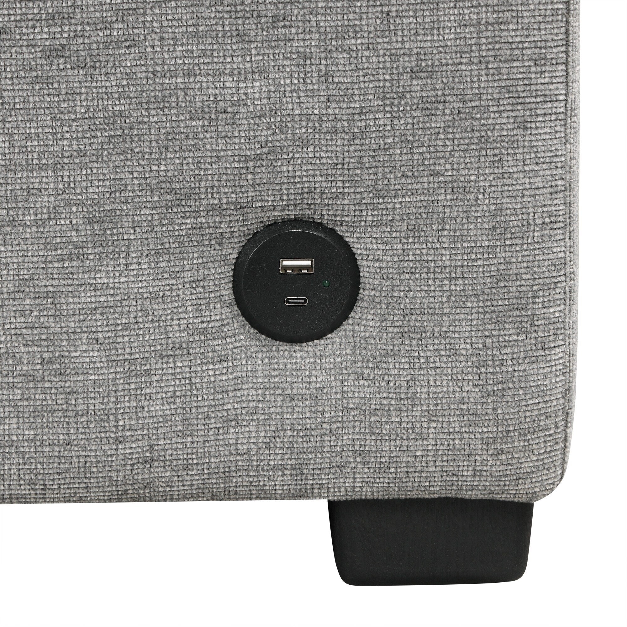 Modular Chenille Pull-Out Sleeper Sofa with Movable Storage Ottoman and USB Ports for Living Room