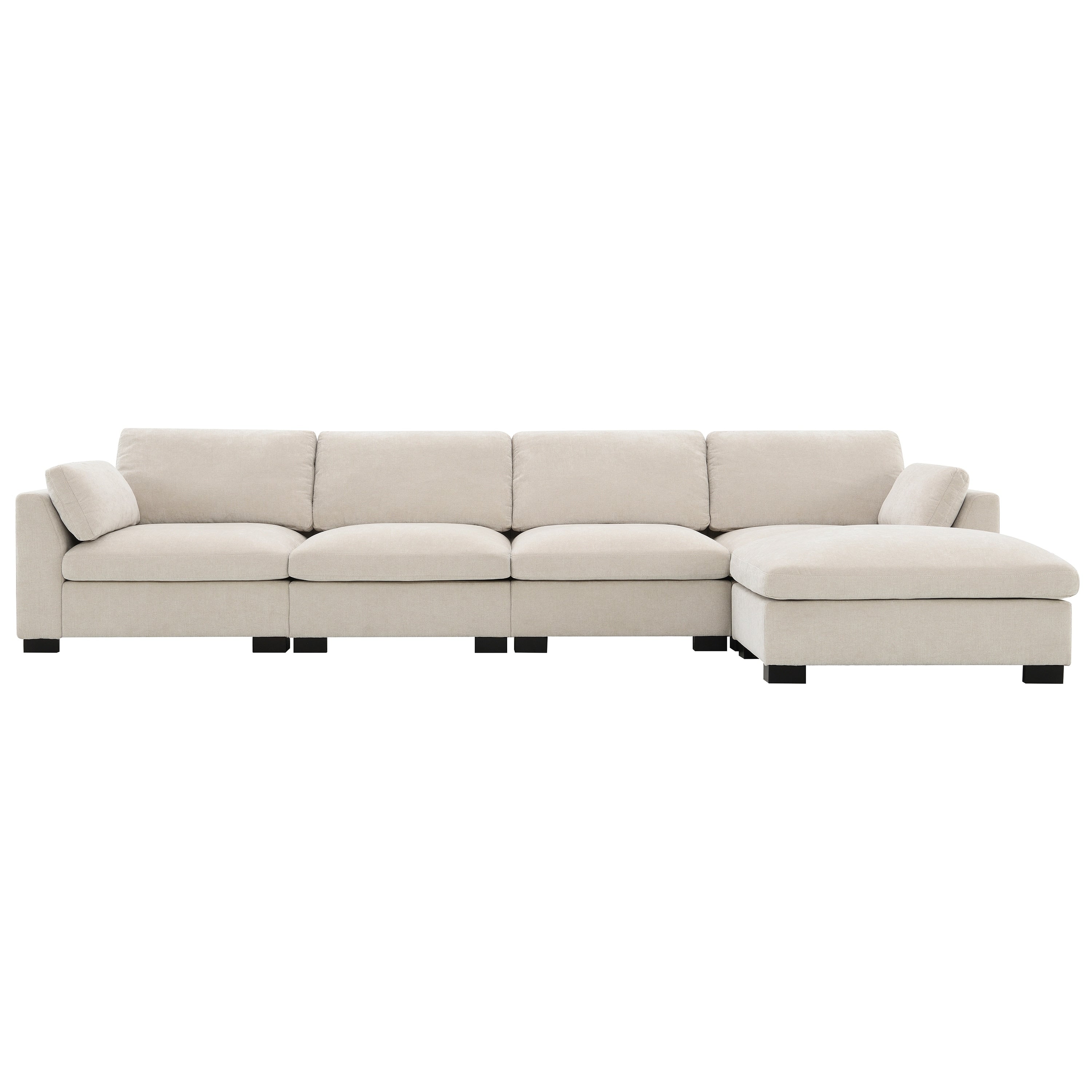 Modular L-Shaped Sectional Sofa with Foldable Table, Dual USB Charging, Side Storage Pockets and Movable Ottoman