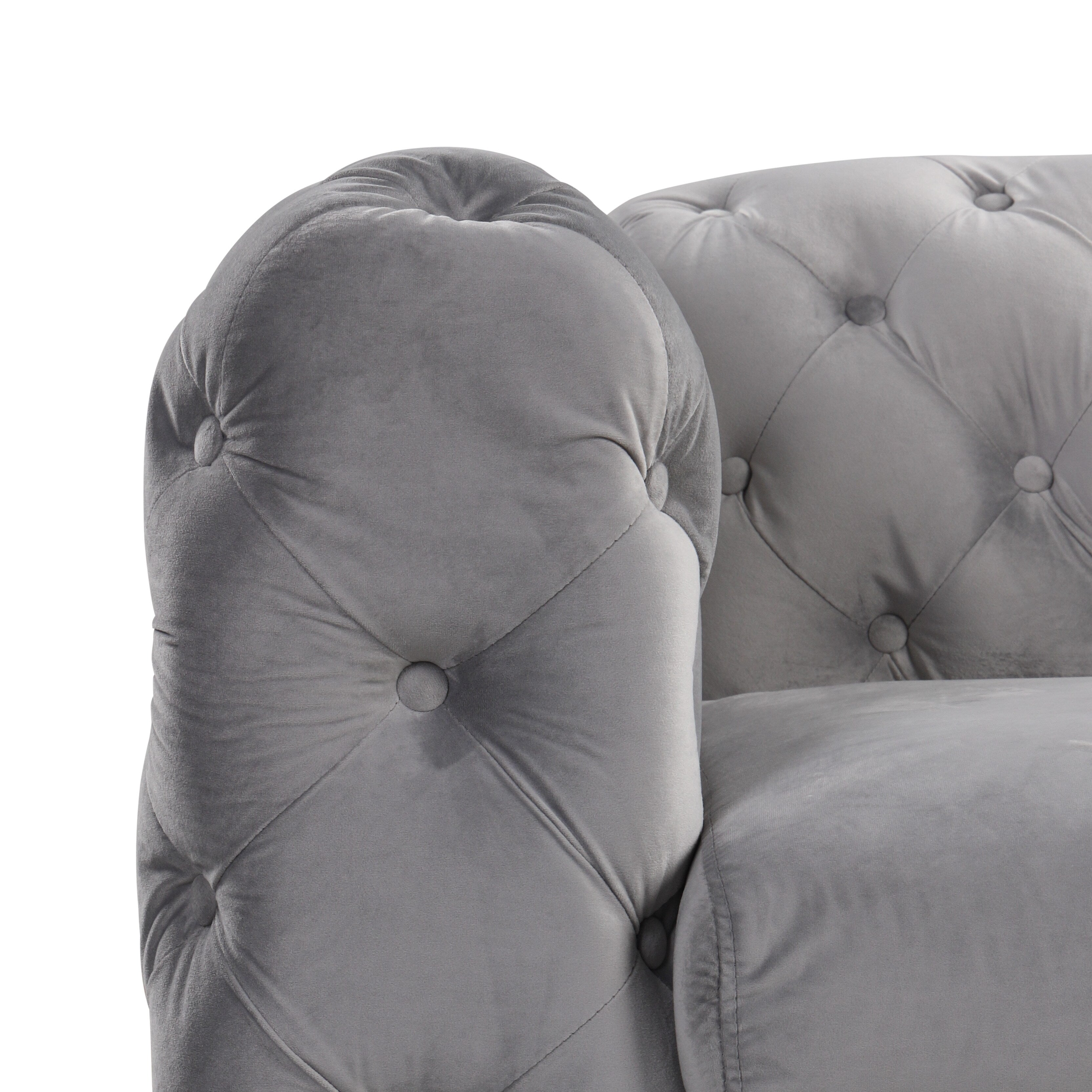 Morden Fort Modern Velvet Sofa with Button Tufted,Solid Wood Frame and Iron Legs