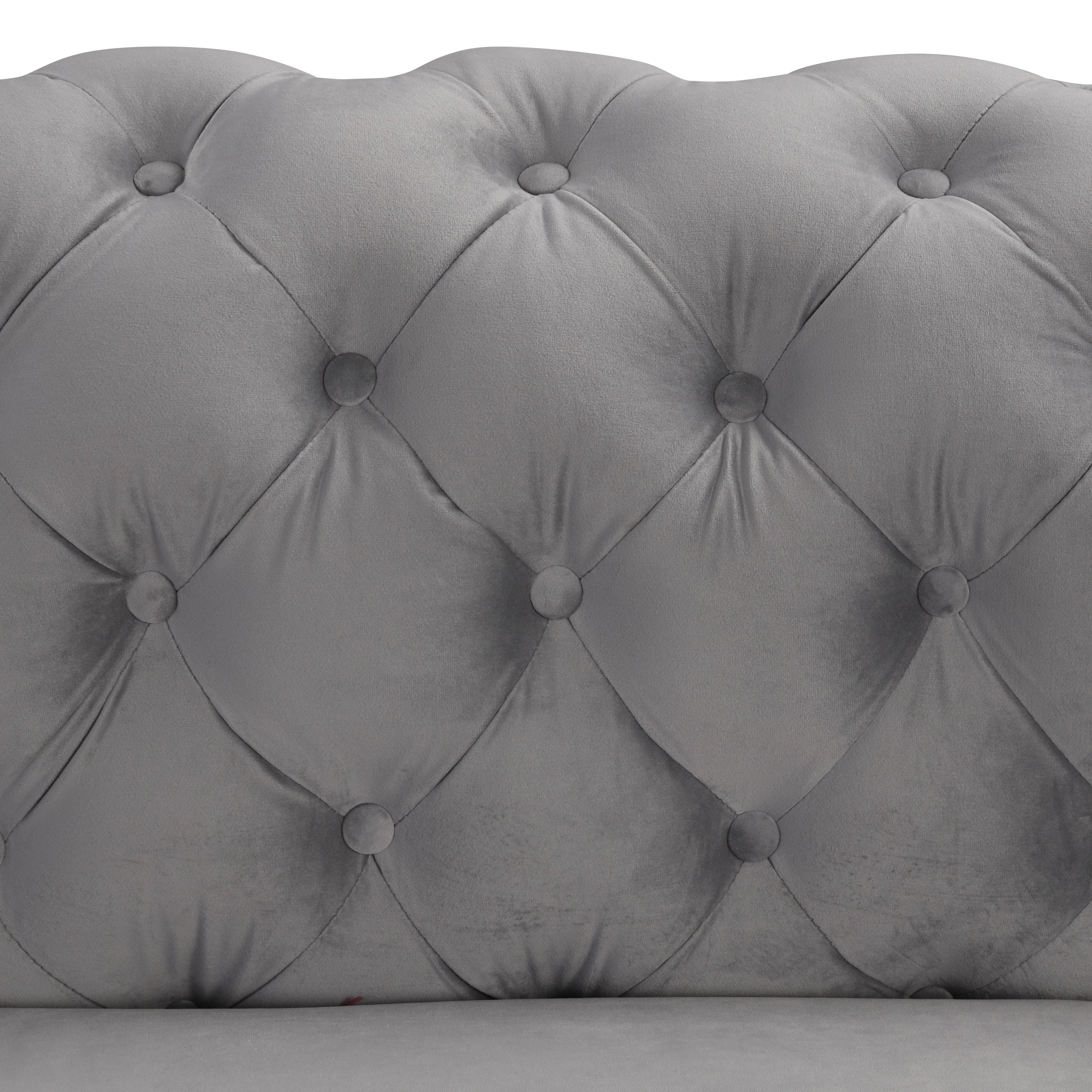 Morden Fort Modern Velvet Sofa with Button Tufted,Solid Wood Frame and Iron Legs