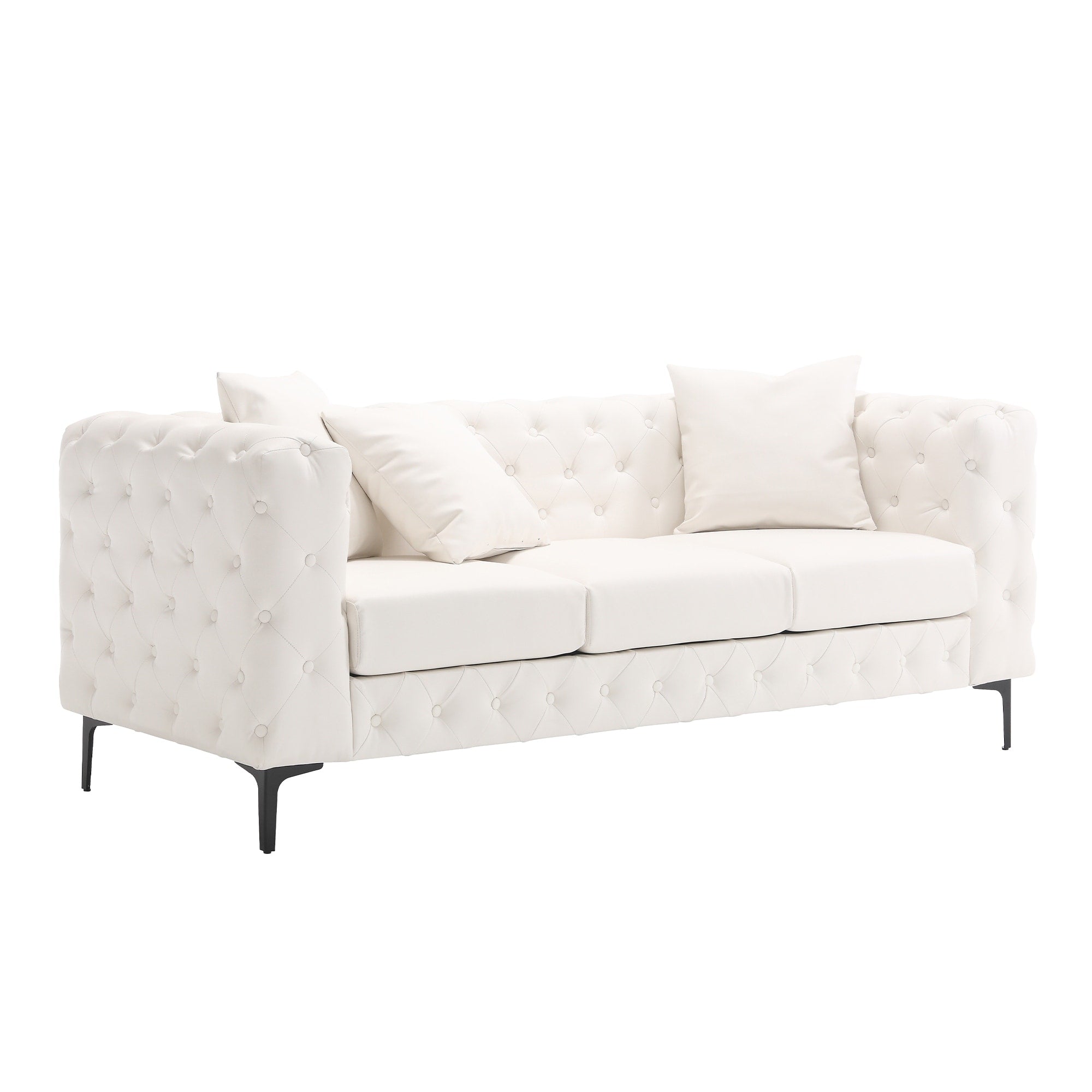 Morden Fort Modern Velvet Sofa with Button Tufted,Solid Wood Frame and Iron Legs