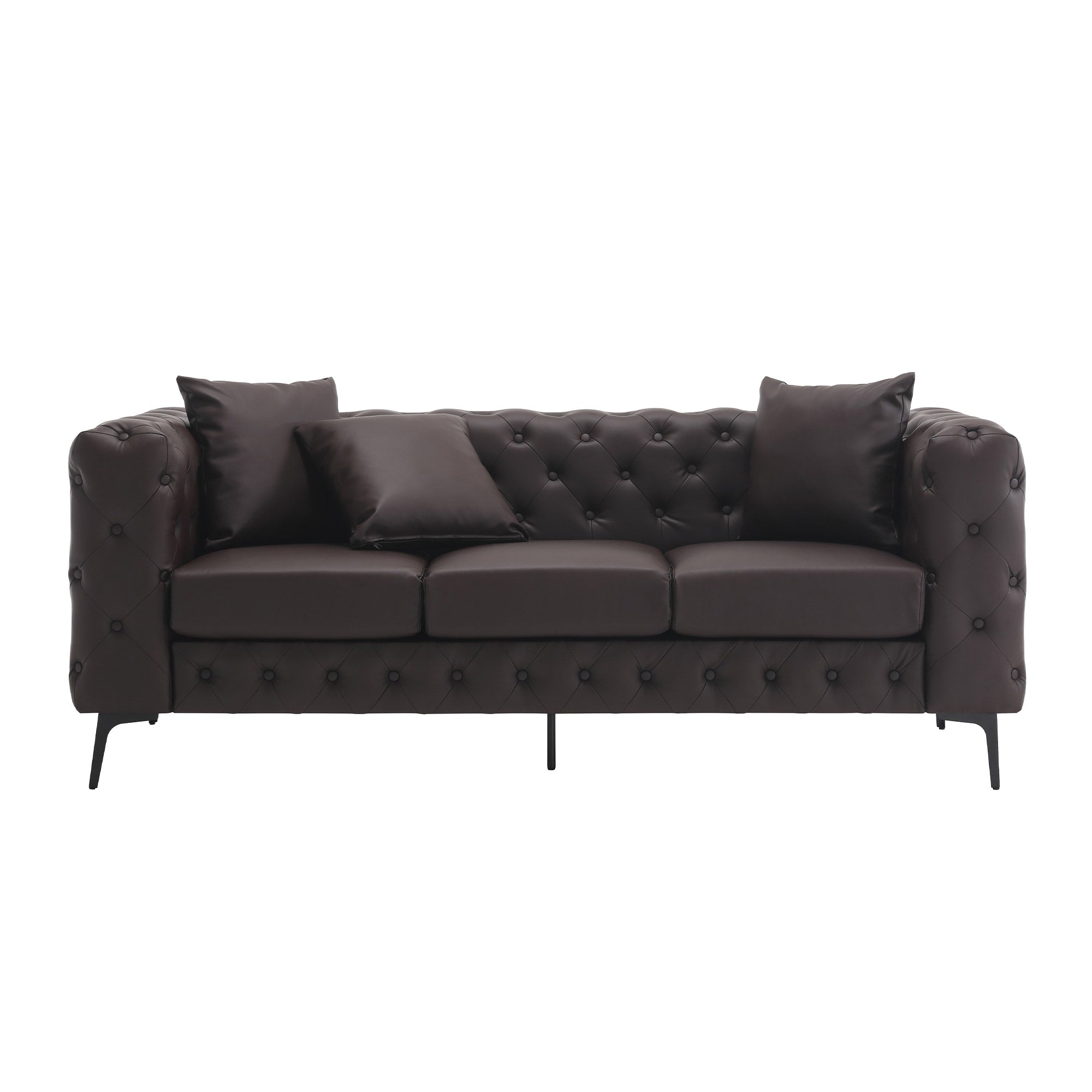 Morden Fort Modern Velvet Sofa with Button Tufted,Solid Wood Frame and Iron Legs