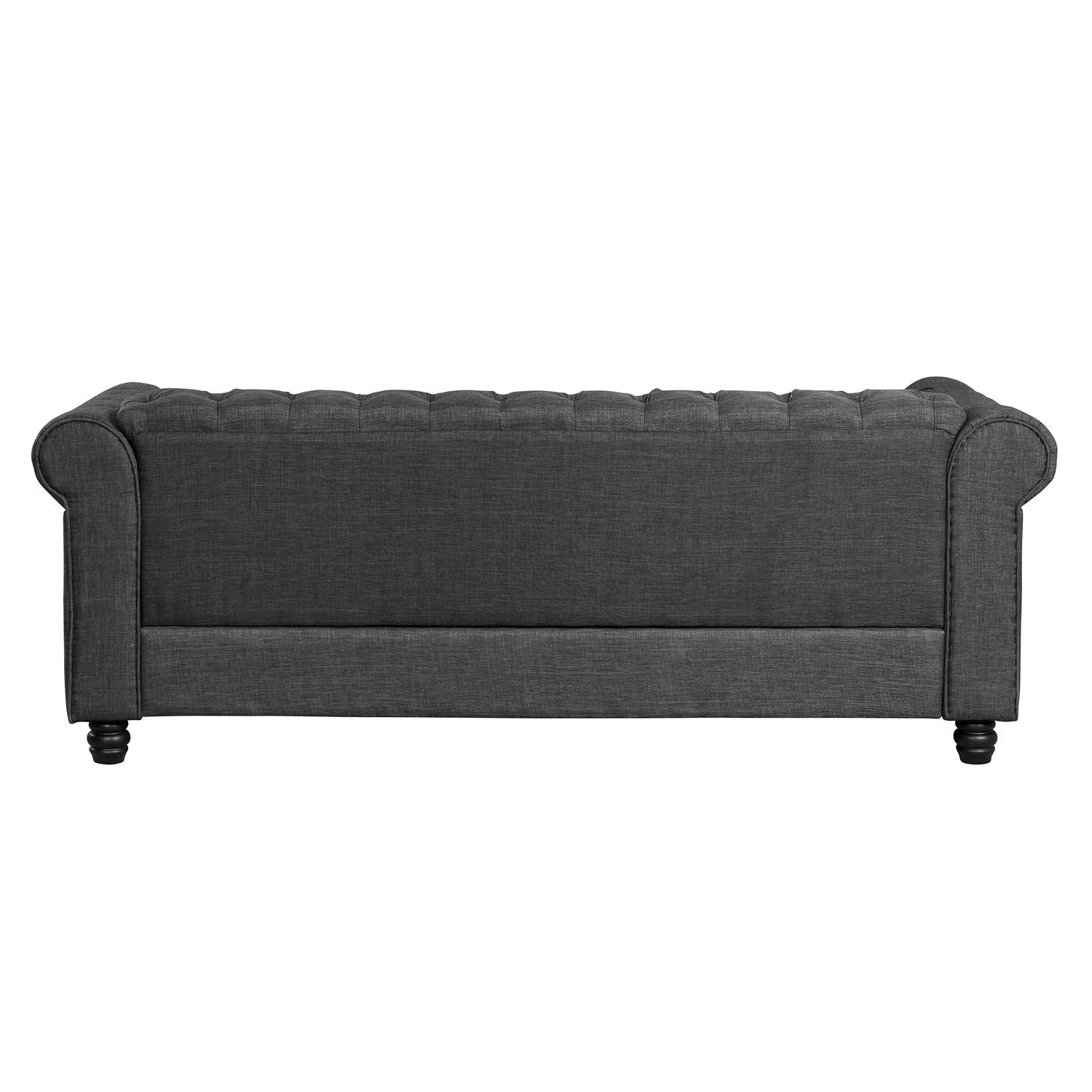 Morden Fort Linen Chesterfield Sofa with Button Tufted, Nailhead and Solid Wood Legs for Living Room