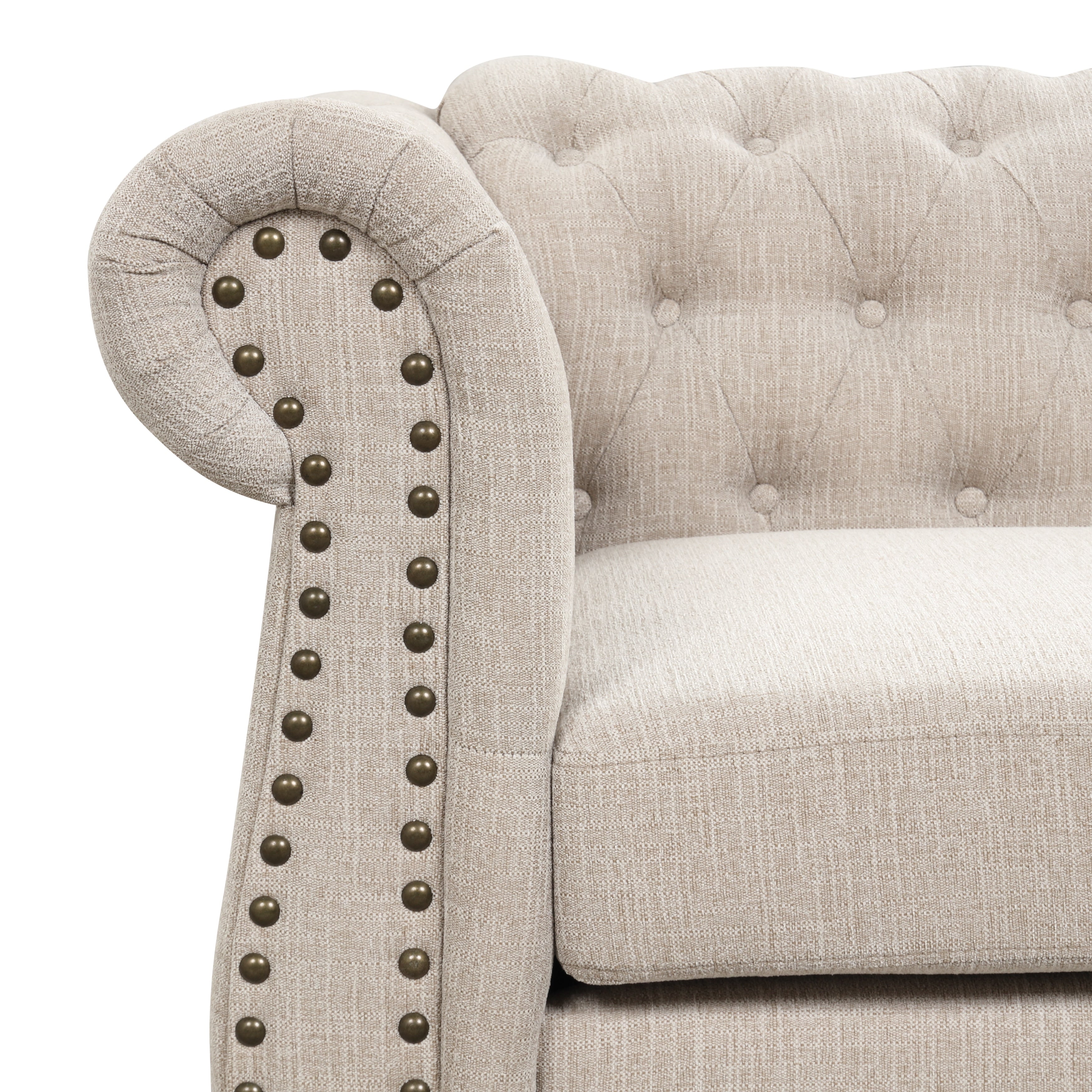 Morden Fort Chesterfield Tufted Velvet Sofa | Rolled Arm 3-Seater Couch