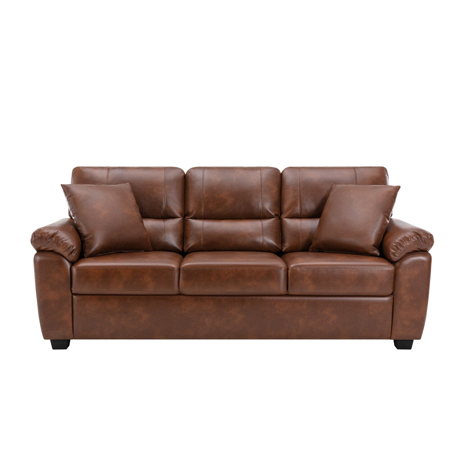 Morden Fort Upholstered Sofa for Living Room,Three-Seater Couch Faux Leather