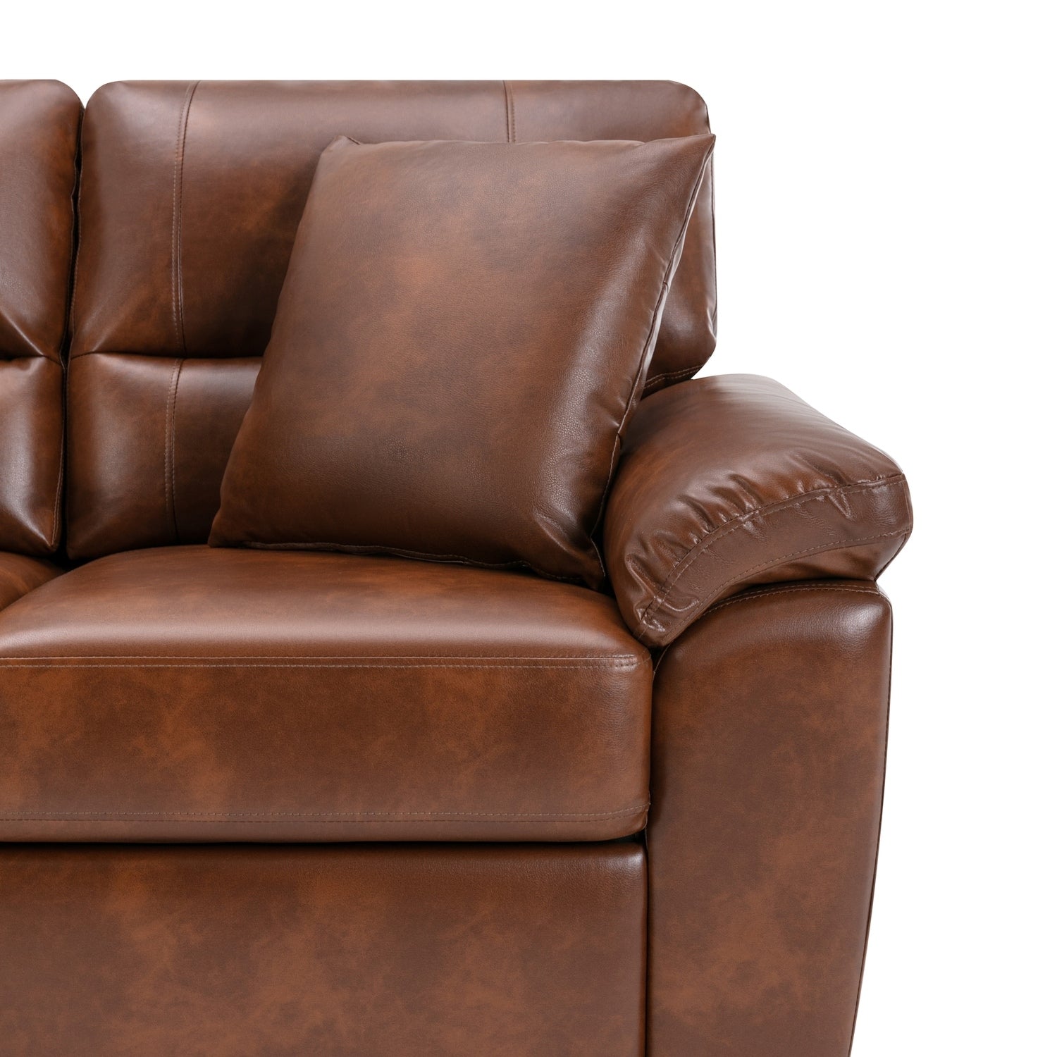 Morden Fort Upholstered Sofa for Living Room,Three-Seater Couch Faux Leather