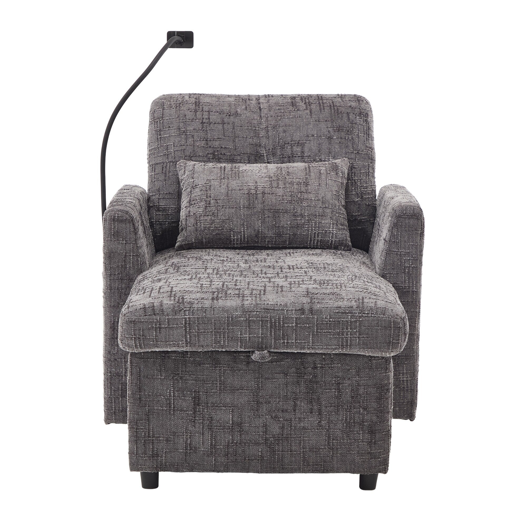 Multifunctional Lazy Person Sofa Recliner Can Be Stored Storage Backrest With Cell Phone Bracket Chenille Single Leisure Chair