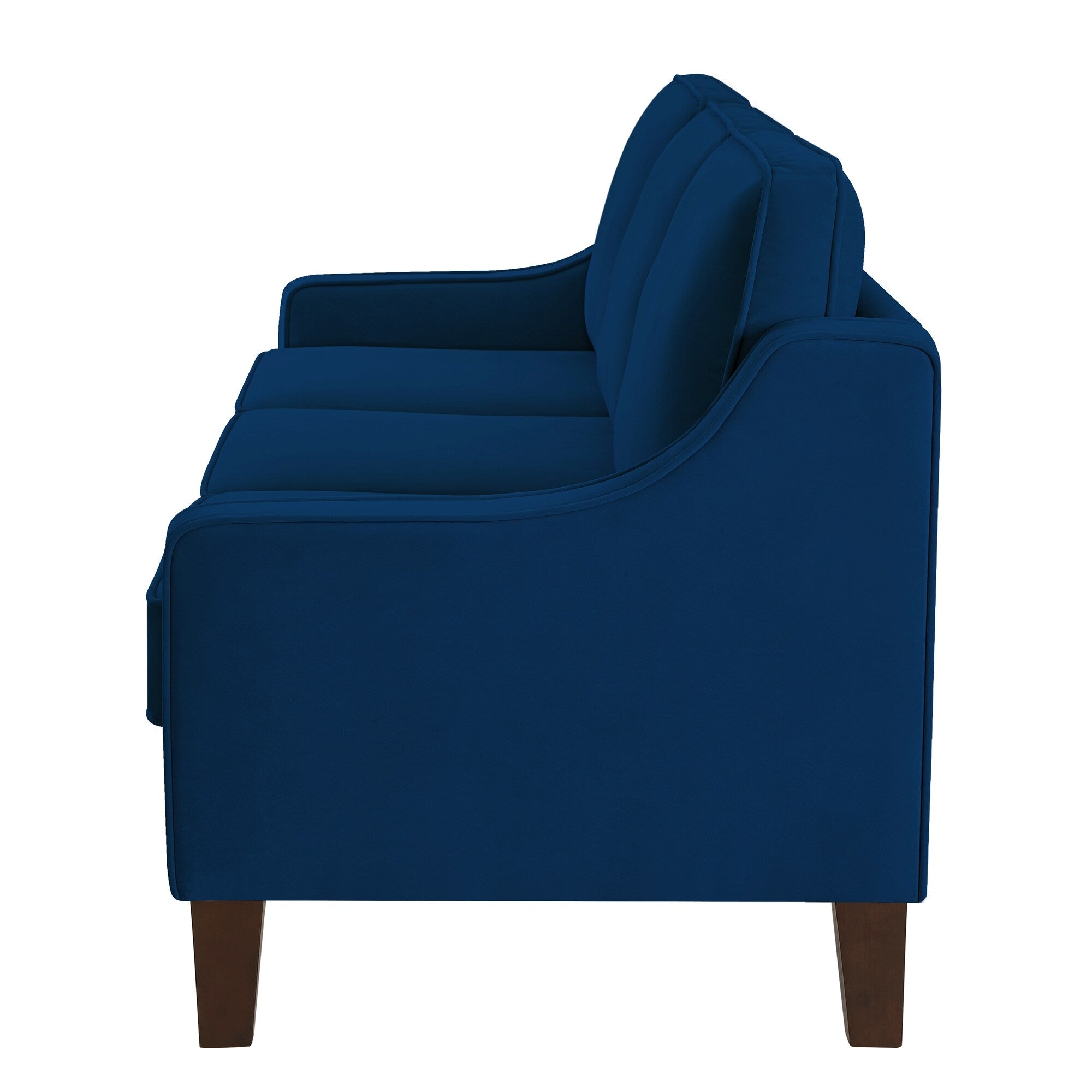 Navy Velvet 3-seater Sofa with Scooped Armrest