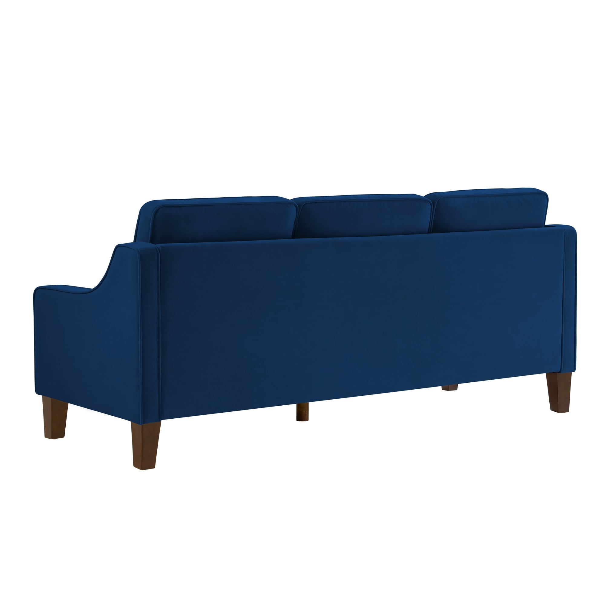 Navy Velvet 3-seater Sofa with Scooped Armrest