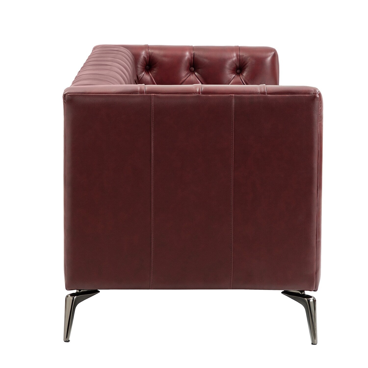 Nestor Transitional Genuine Leather Sofa with Metal Legs and Tufted Back
