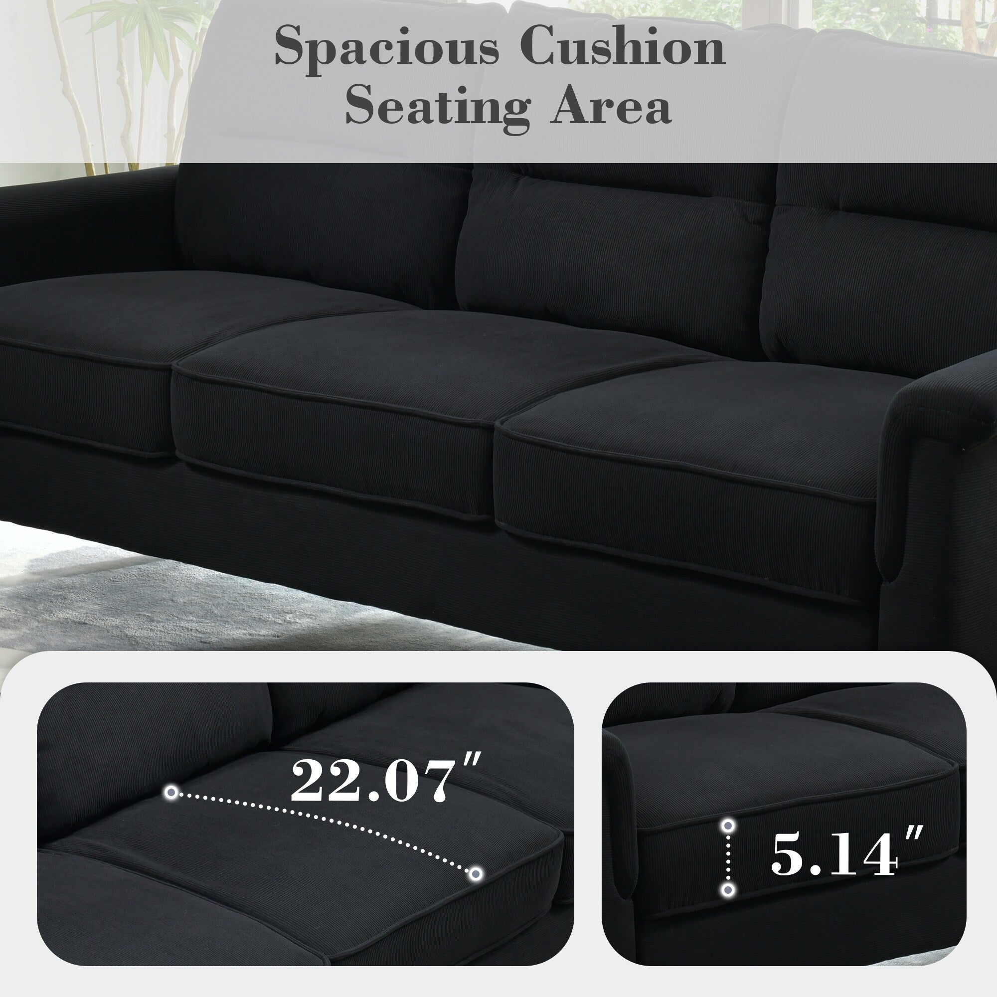 OVIOS Fluffy Cushion Wood Leg Indoor Sofa
