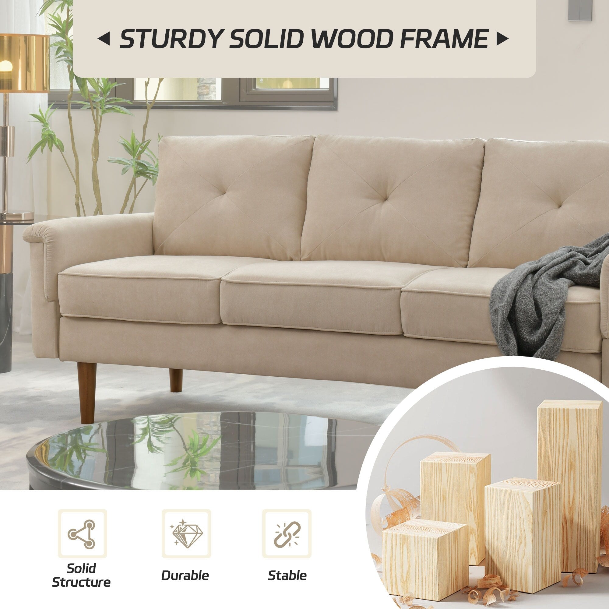 OVIOS Rive Design Cushion Wood Leg Indoor Sofa
