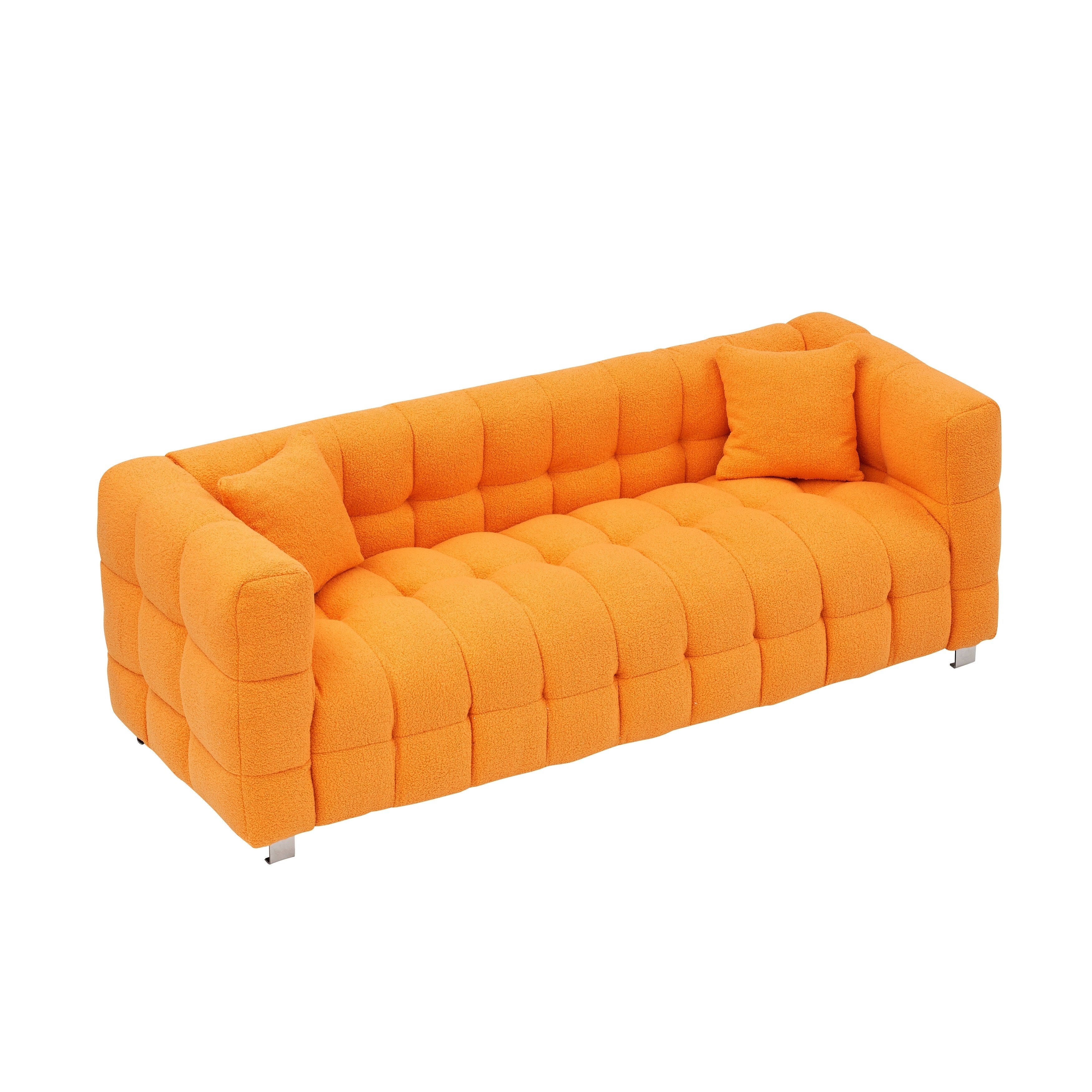 Orange 80 Teddy 3-Seater Sofa with Two Pillows and Sturdy Hardware Foot