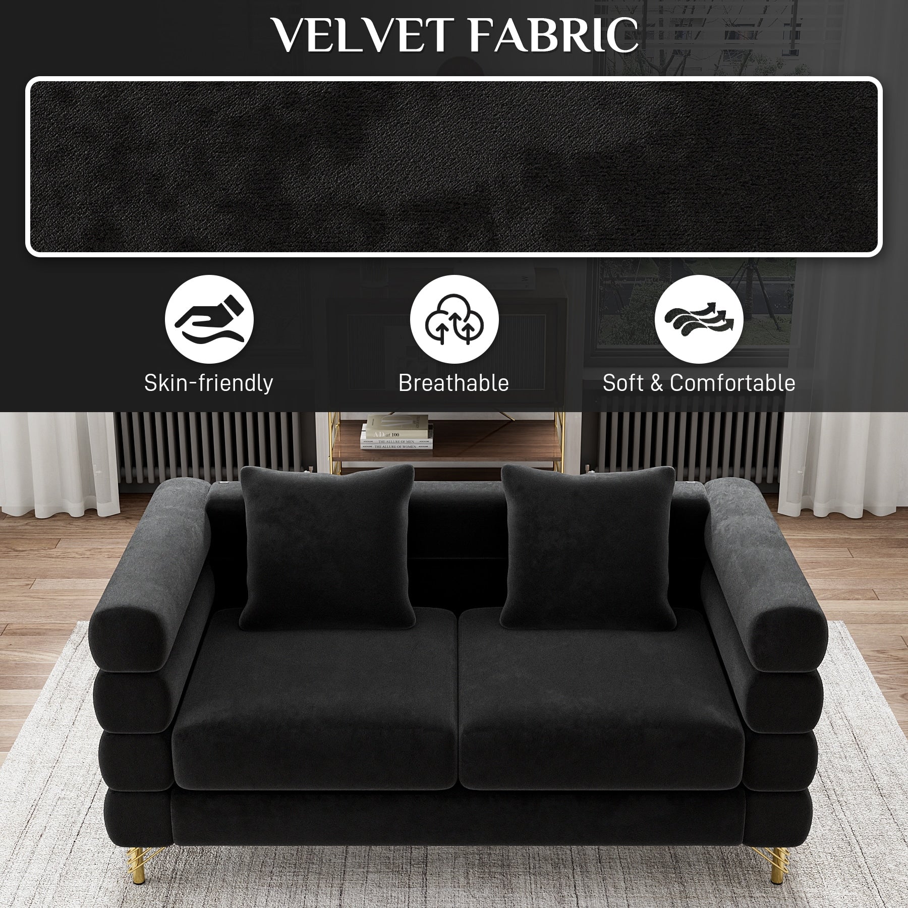 Ouyessir Mid Century Sofa Couch for Bedroom, Living Room, Lounges, Office, Apartment