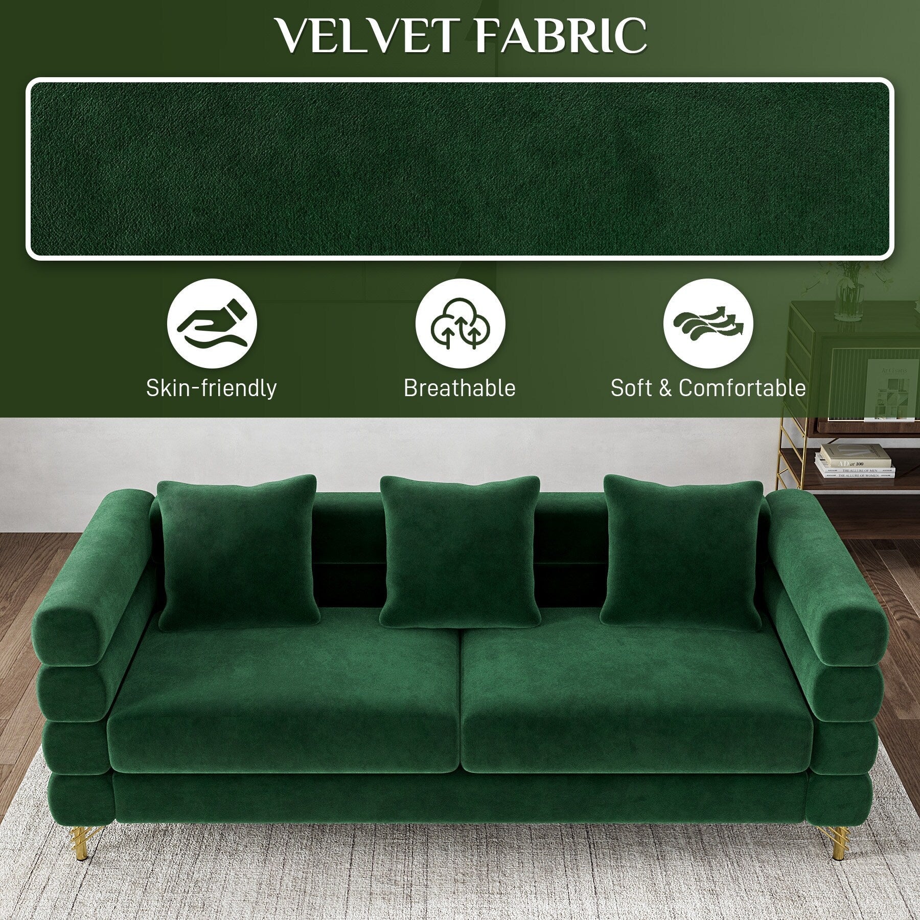 Ouyessir Mid Century Sofa Couch for Bedroom, Living Room, Lounges, Office, Apartment