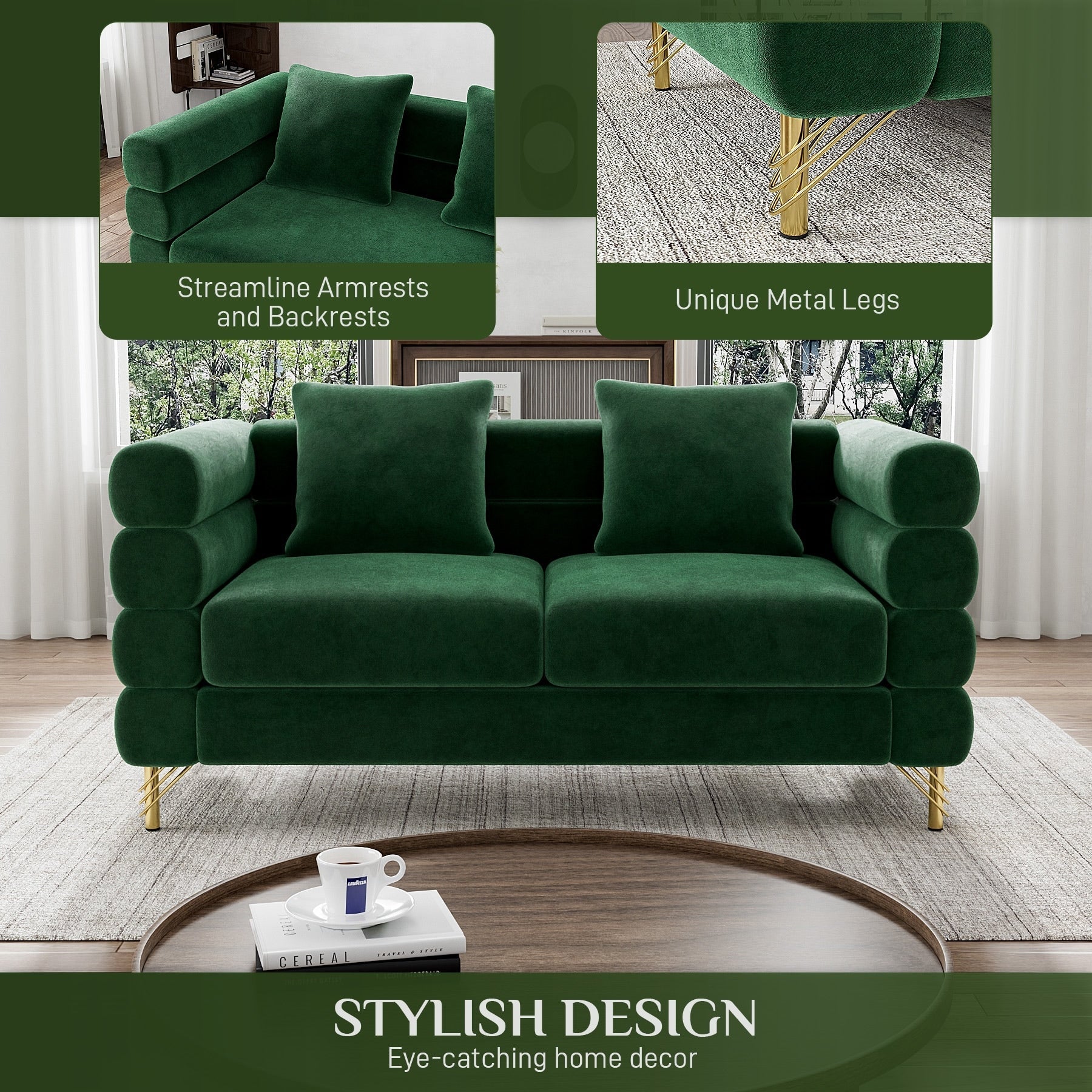 Ouyessir Mid Century Sofa Couch for Bedroom, Living Room, Lounges, Office, Apartment