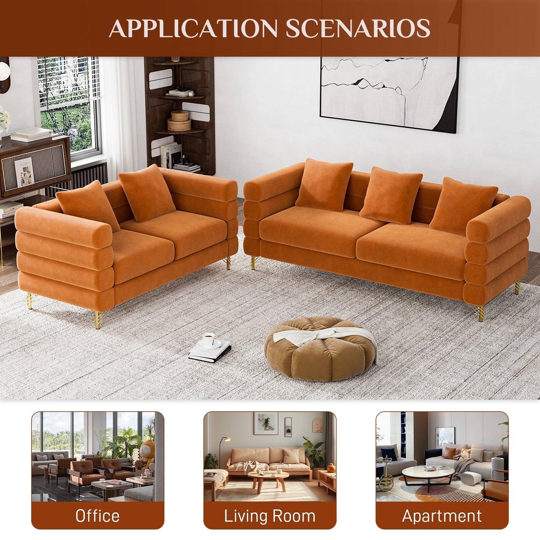 Ouyessir Mid Century Sofa Couch for Bedroom, Living Room, Lounges, Office, Apartment