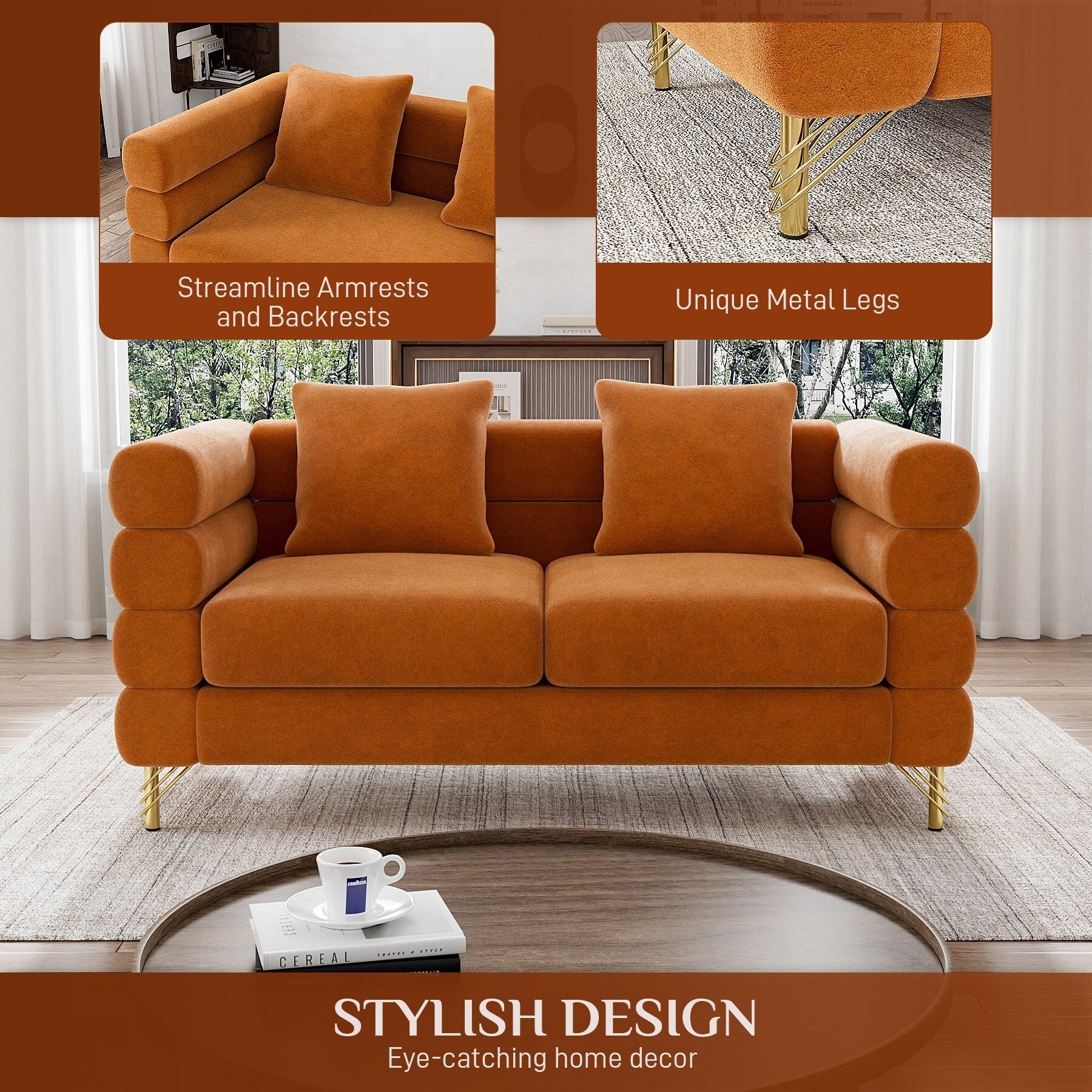 Ouyessir Mid Century Sofa Couch for Bedroom, Living Room, Lounges, Office, Apartment