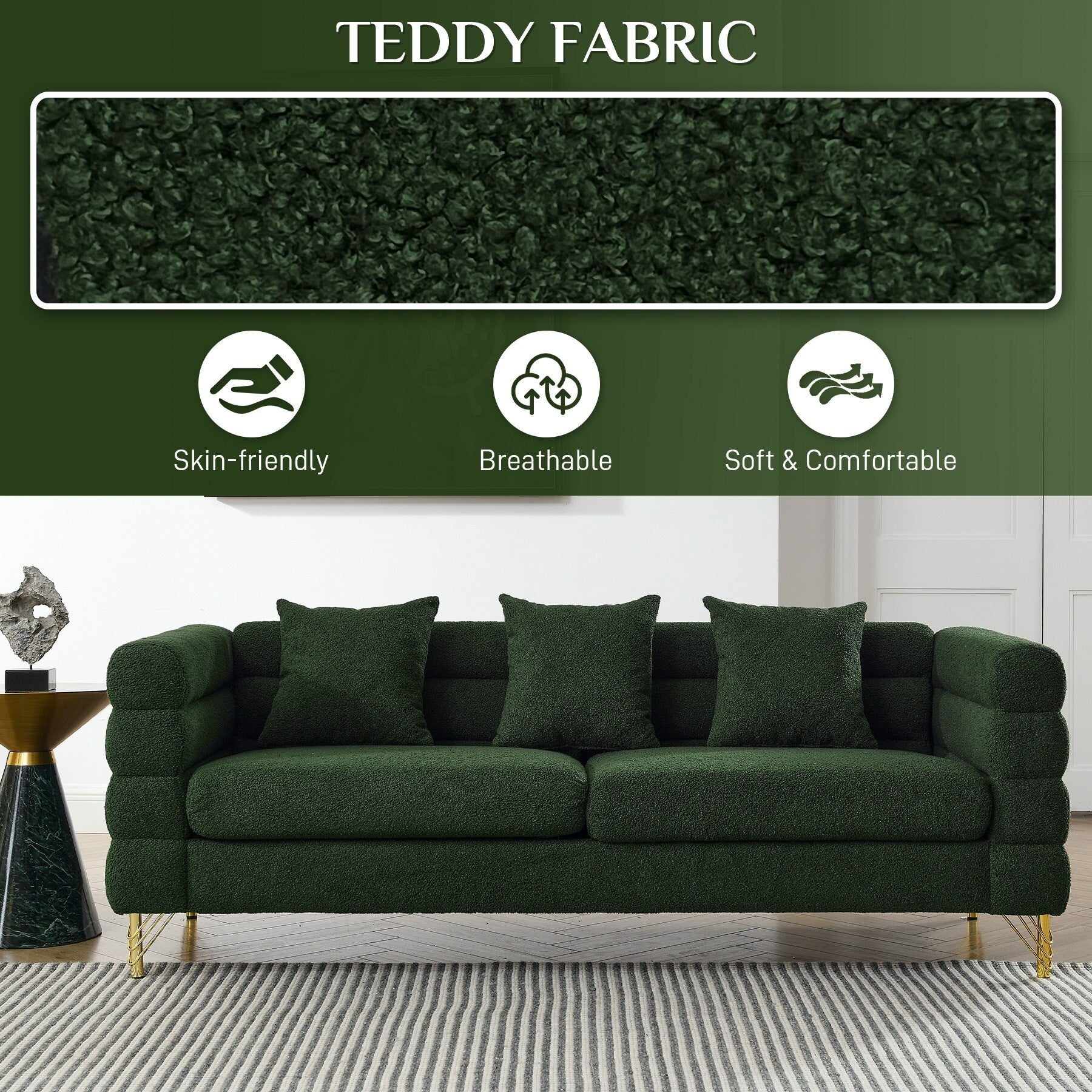 Ouyessir Mid Century Sofa Couch for Bedroom, Living Room, Lounges, Office, Apartment