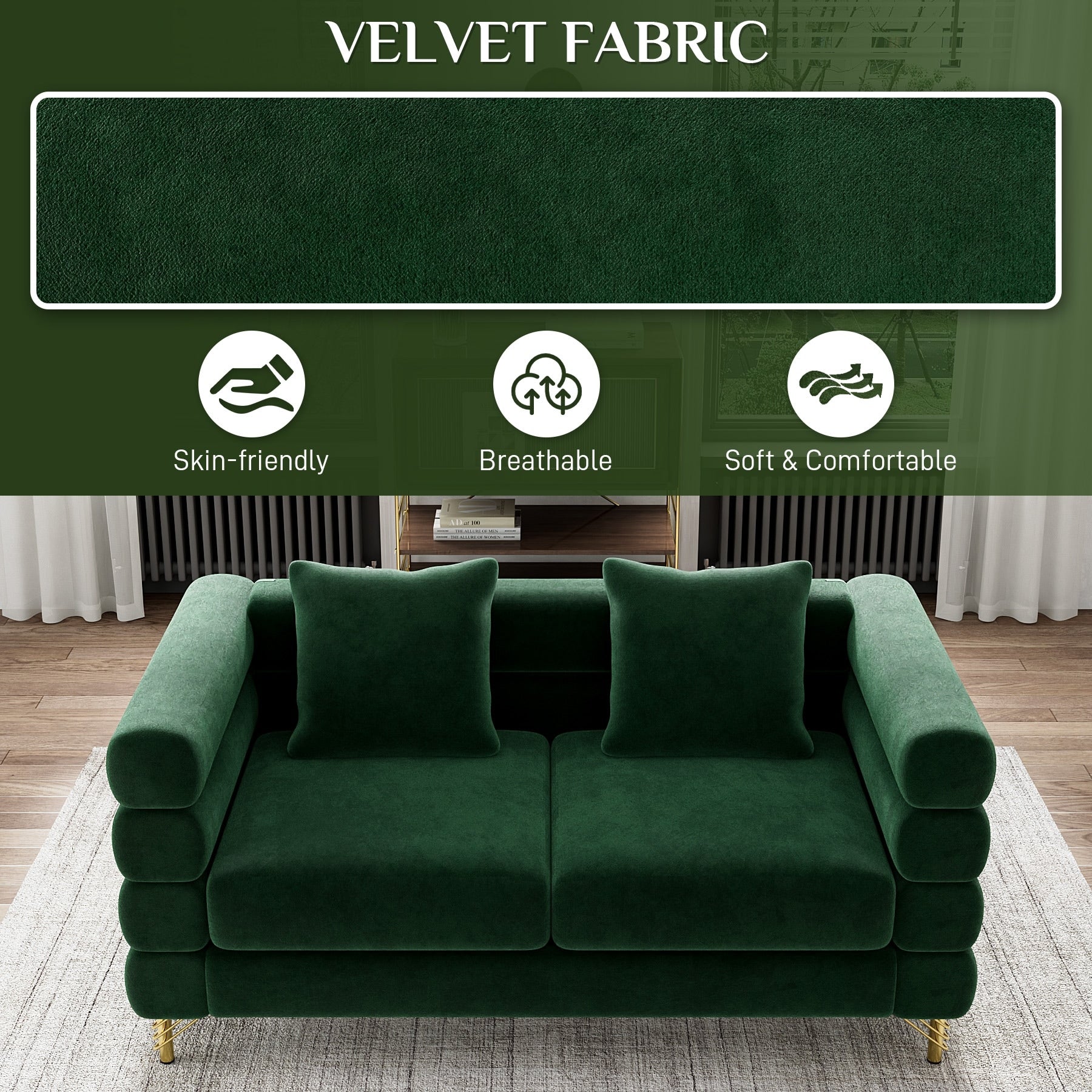 Ouyessir Mid Century Sofa Couch for Bedroom, Living Room, Lounges, Office, Apartment