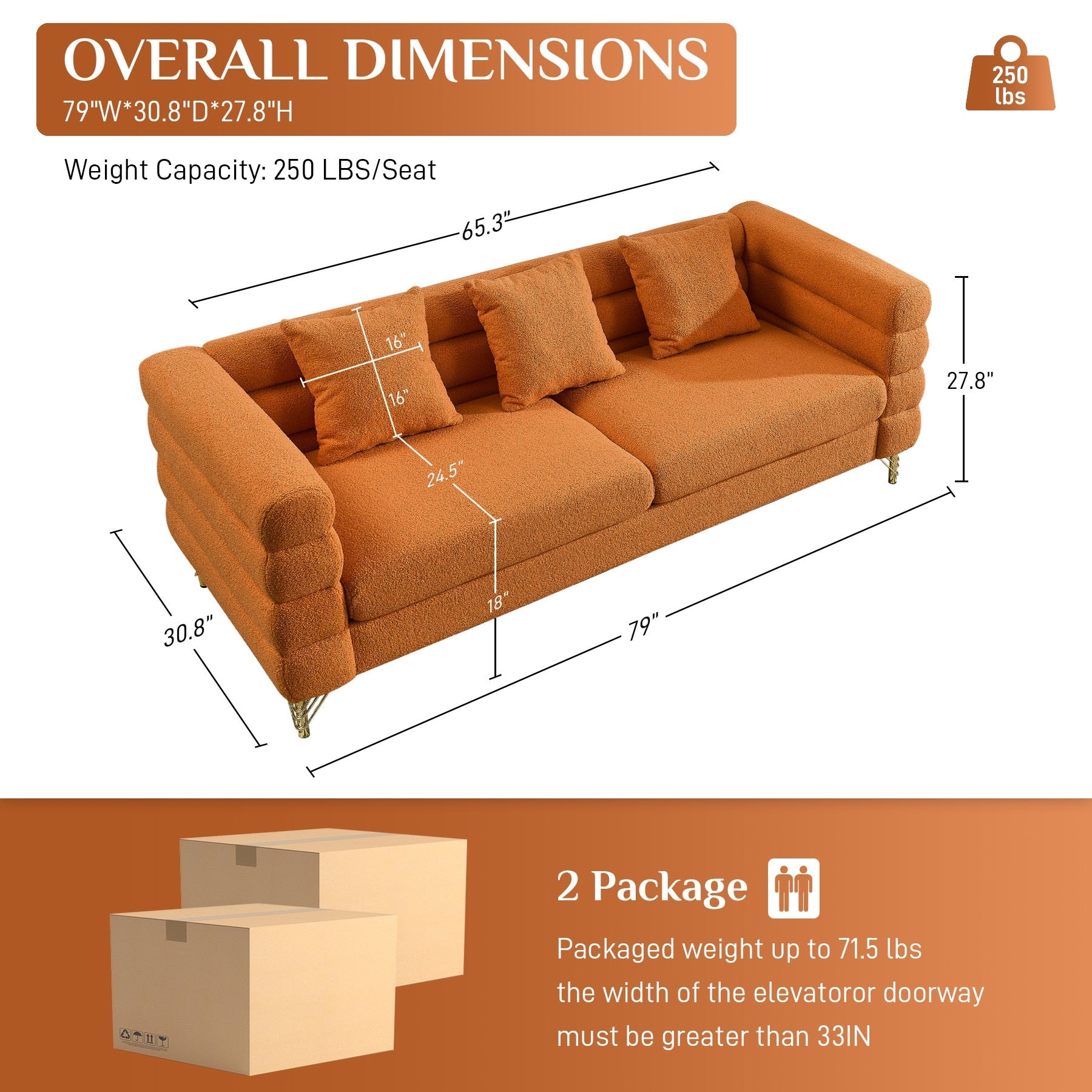 Ouyessir Mid Century Sofa Couch for Bedroom, Living Room, Lounges, Office, Apartment