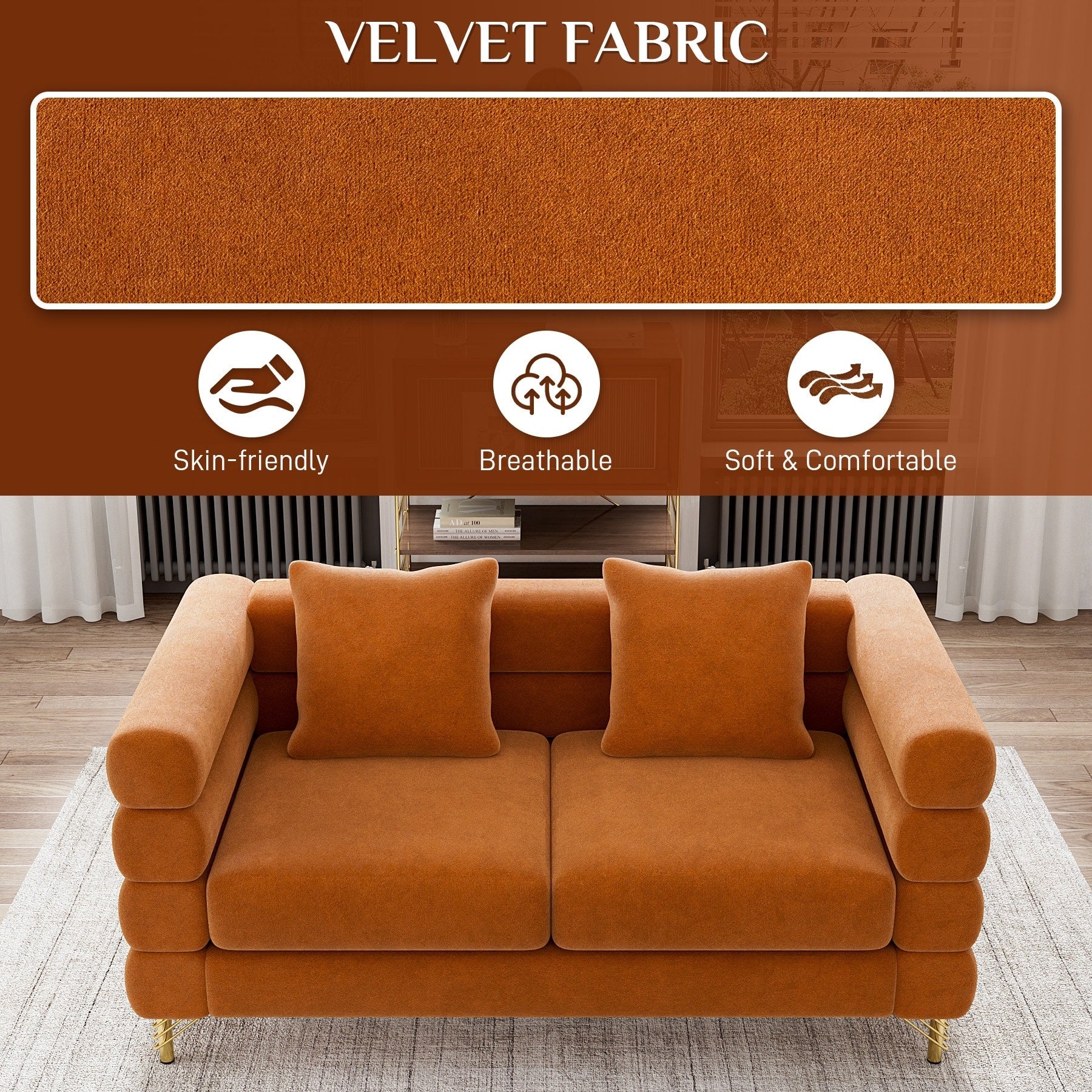 Ouyessir Mid Century Sofa Couch for Bedroom, Living Room, Lounges, Office, Apartment