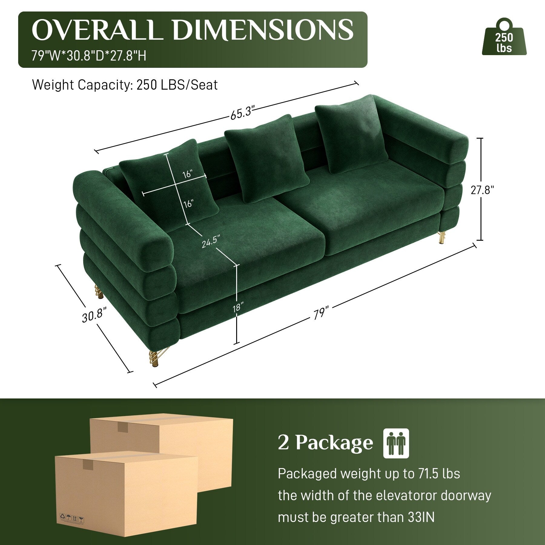 Ouyessir Mid Century Sofa Couch for Bedroom, Living Room, Lounges, Office, Apartment