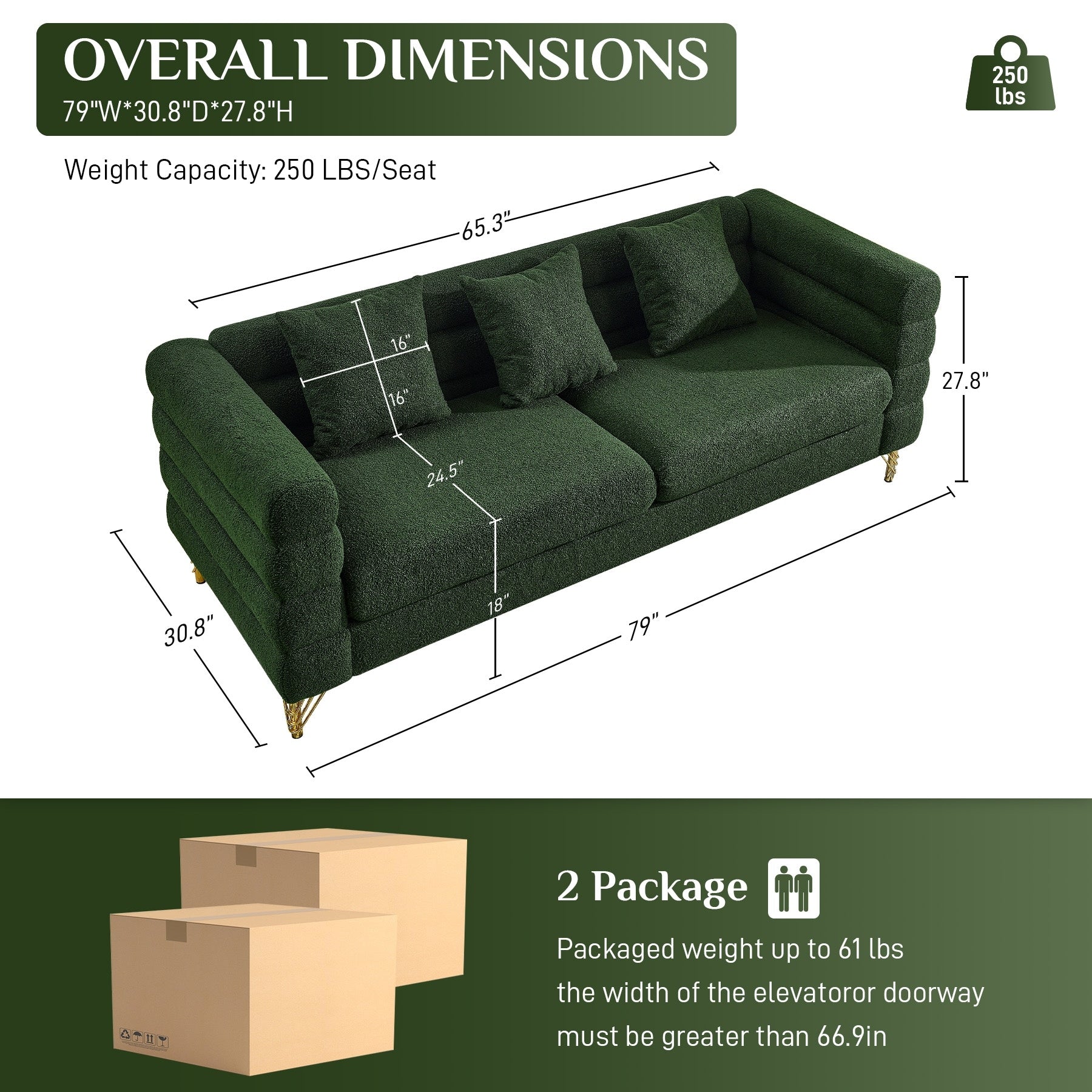 Ouyessir Mid Century Sofa Couch for Bedroom, Living Room, Lounges, Office, Apartment