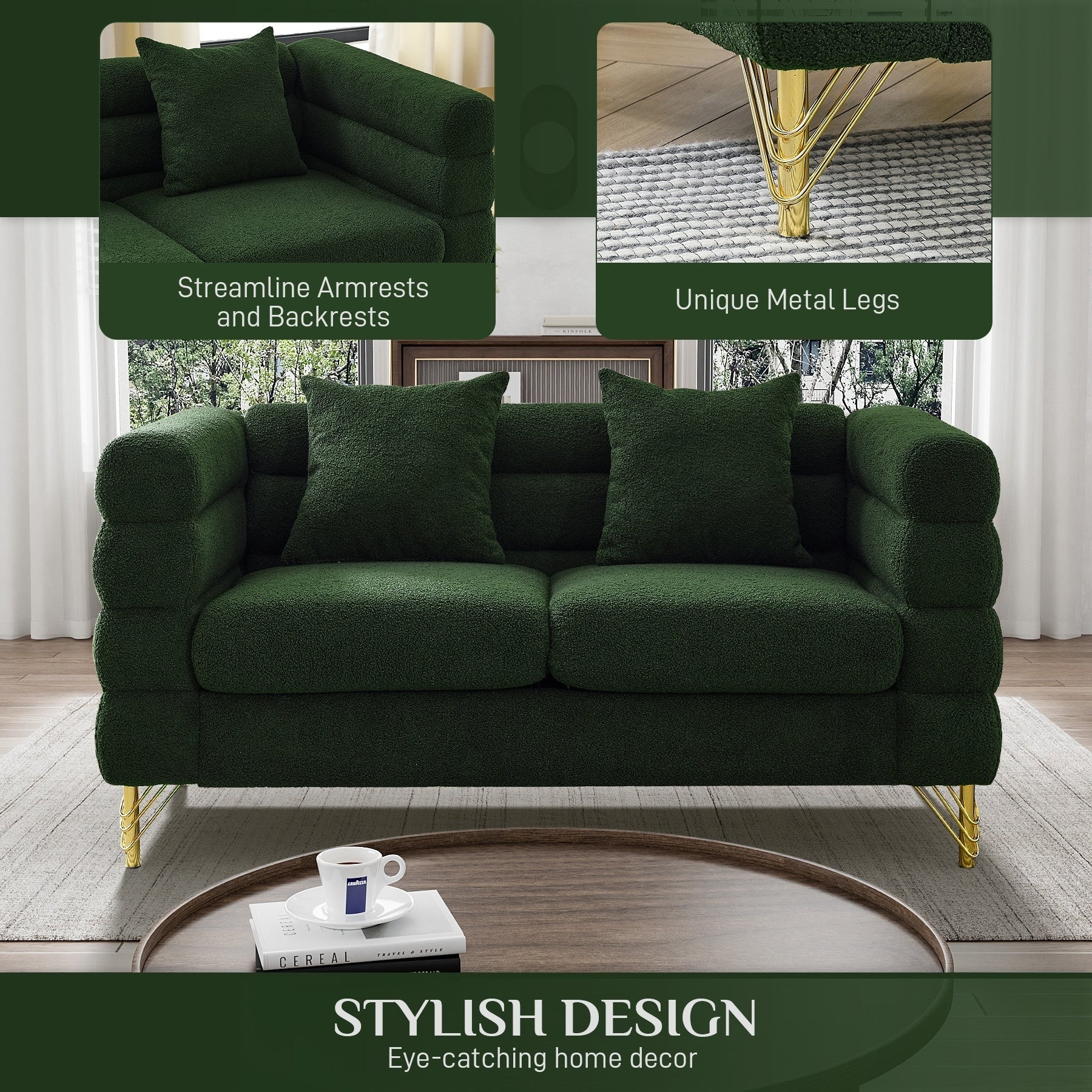 Ouyessir Mid Century Sofa Couch for Bedroom, Living Room, Lounges, Office, Apartment