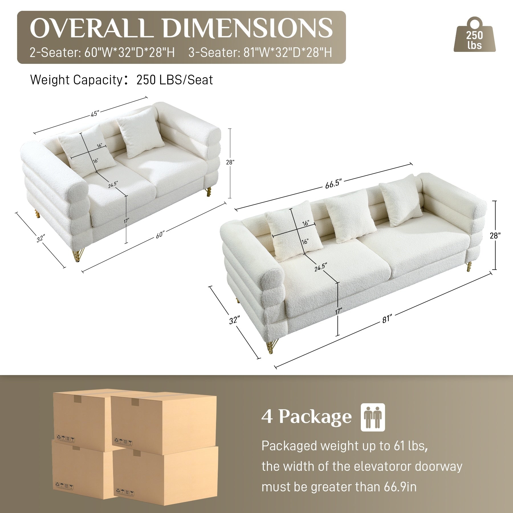 Ouyessir Mid Century Sofa Couch for Bedroom, Living Room, Lounges, Office, Apartment