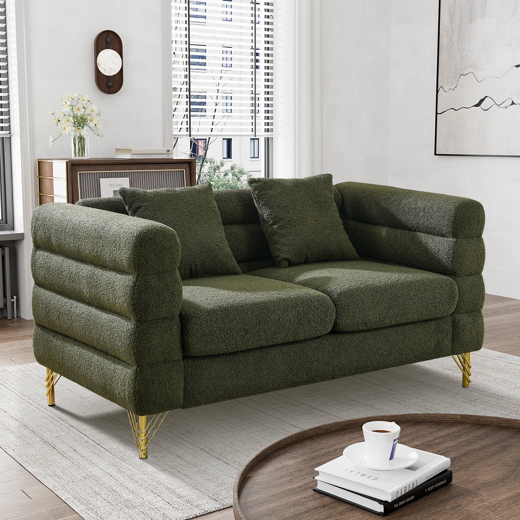 Ouyessir Mid Century Sofa Couch for Bedroom, Living Room, Lounges, Office, Apartment