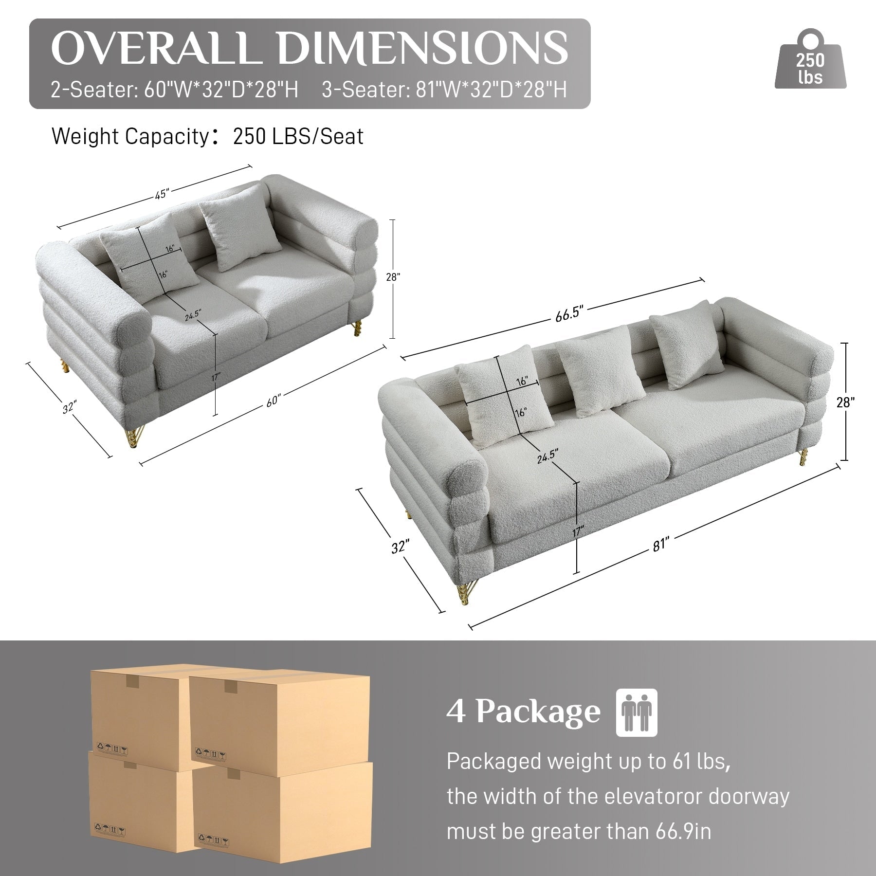 Ouyessir Mid Century Sofa Couch for Bedroom, Living Room, Lounges, Office, Apartment