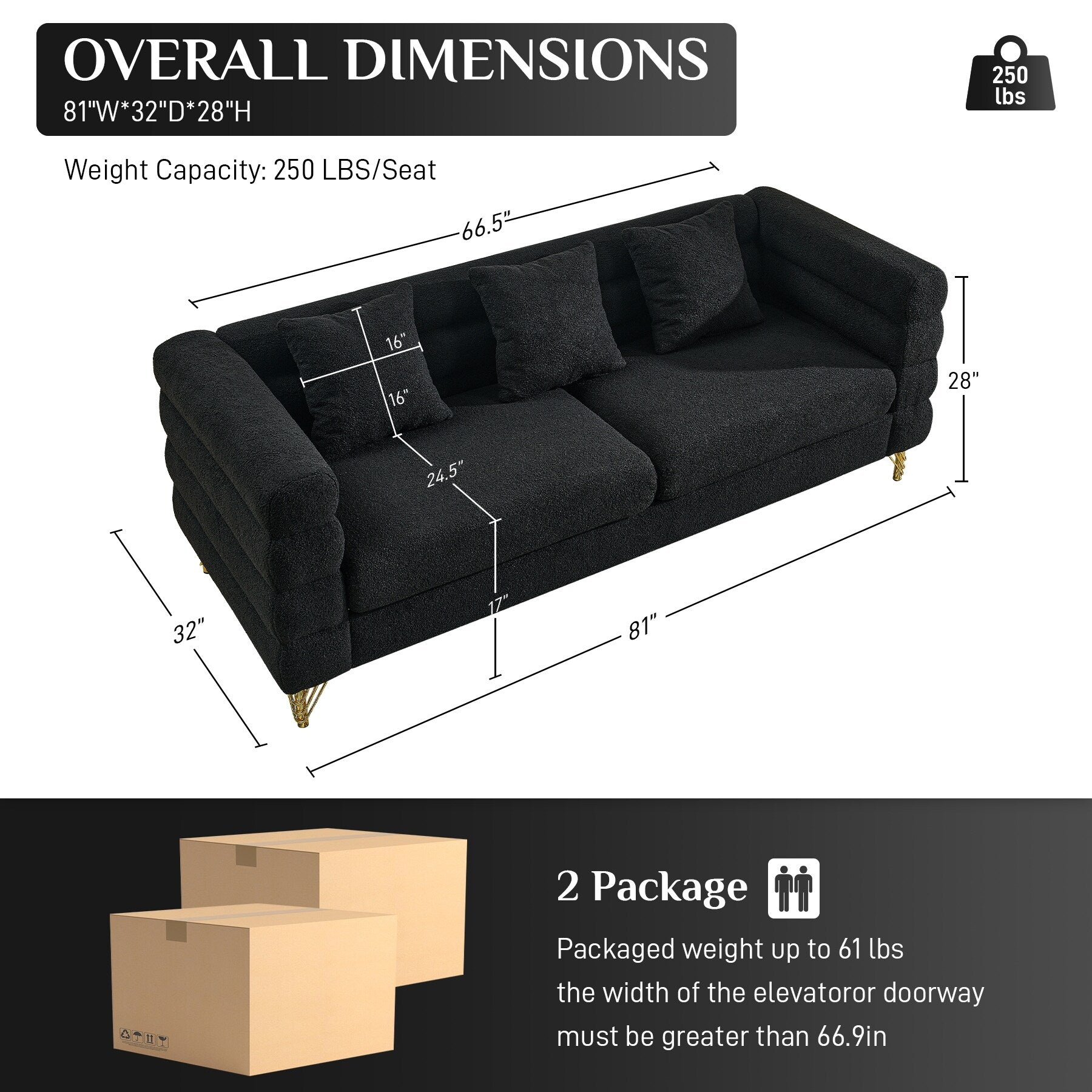 Ouyessir Mid Century Sofa Couch for Bedroom, Living Room, Lounges, Office, Apartment