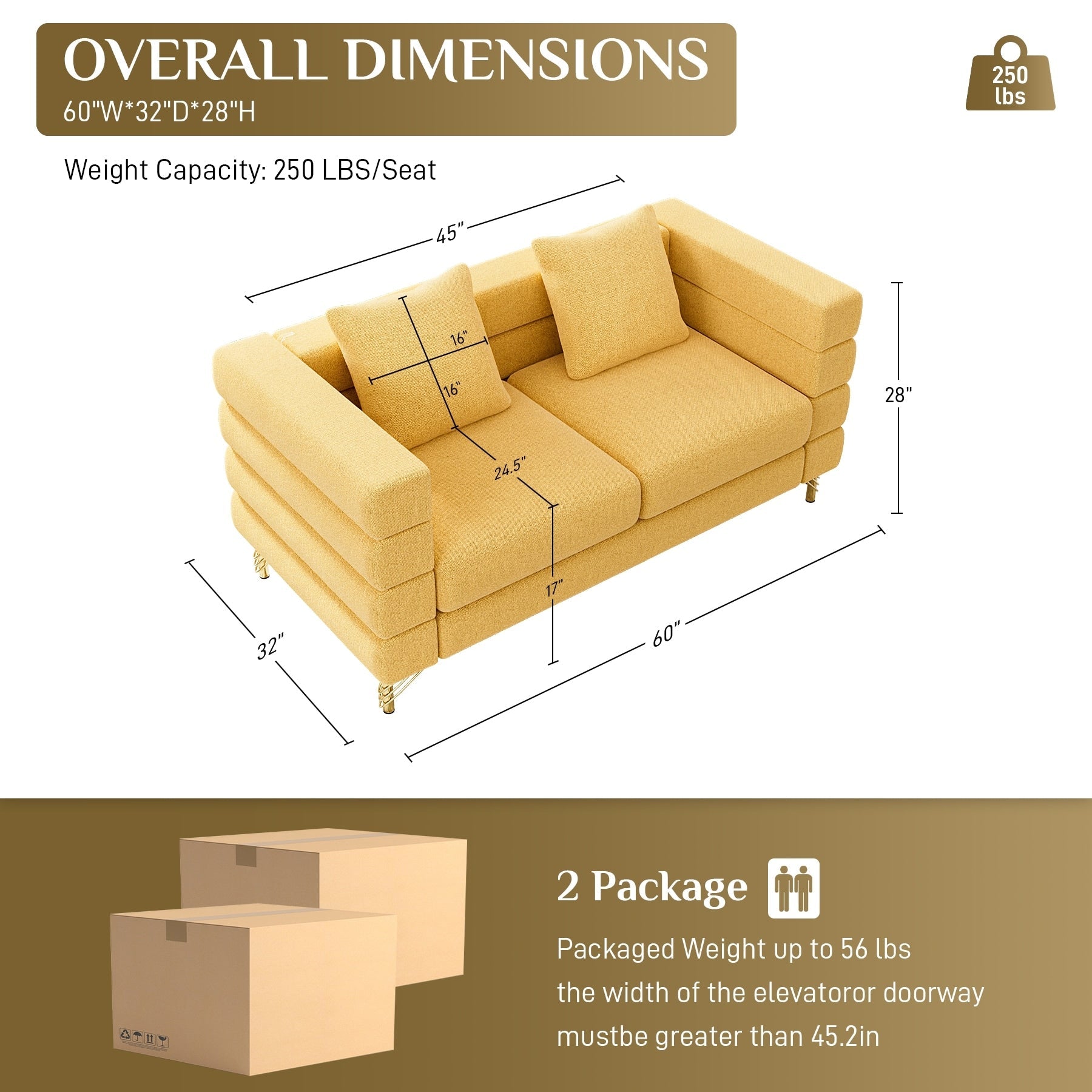 Ouyessir Mid Century Sofa Couch for Bedroom, Living Room, Lounges, Office, Apartment