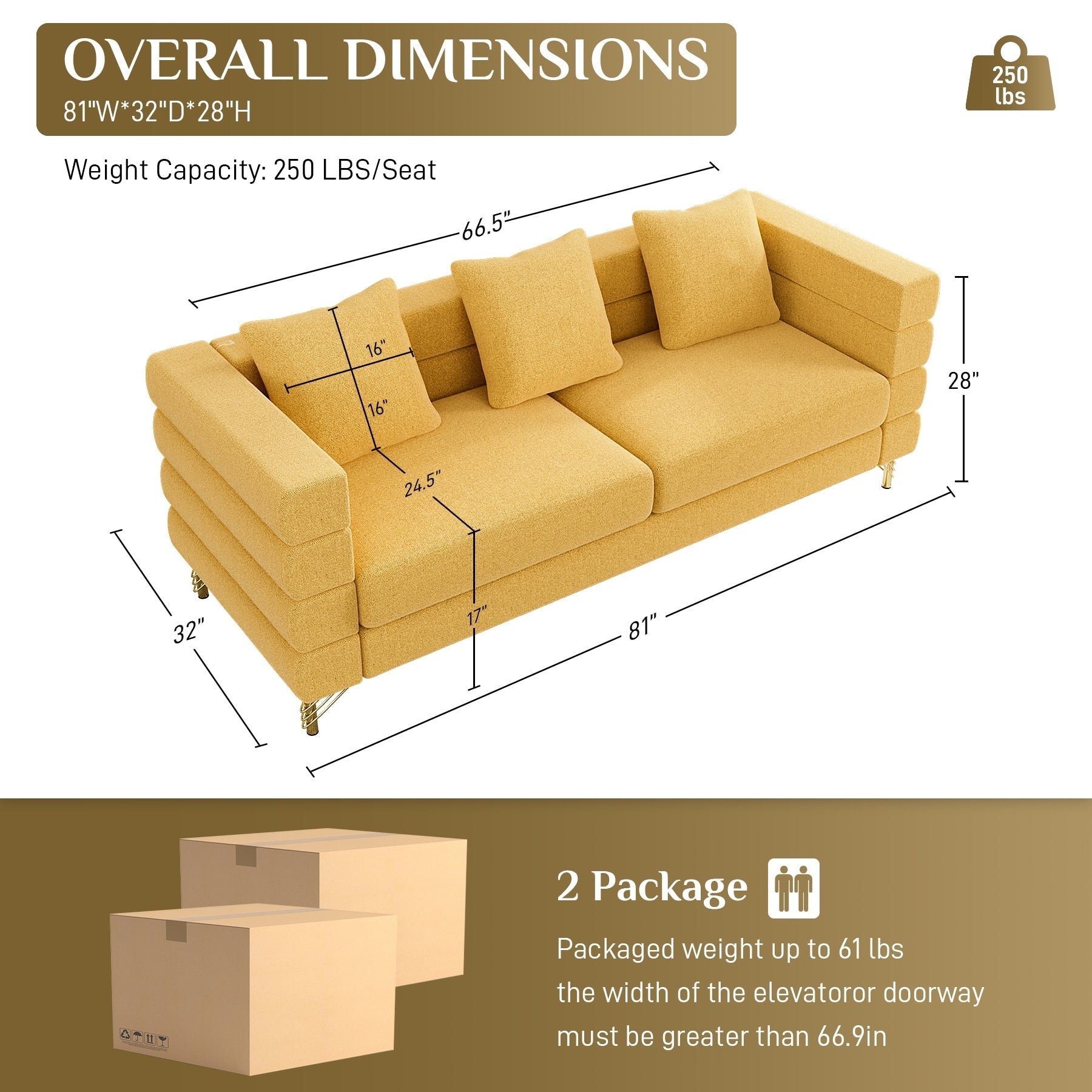 Ouyessir Mid Century Sofa Couch for Bedroom, Living Room, Lounges, Office, Apartment