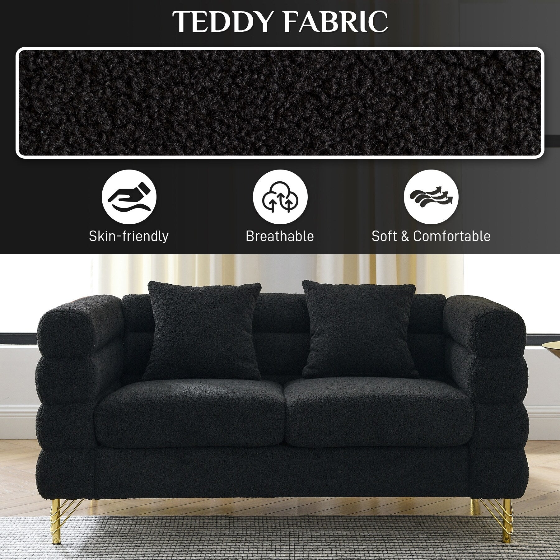 Ouyessir Mid Century Sofa Couch for Bedroom, Living Room, Lounges, Office, Apartment