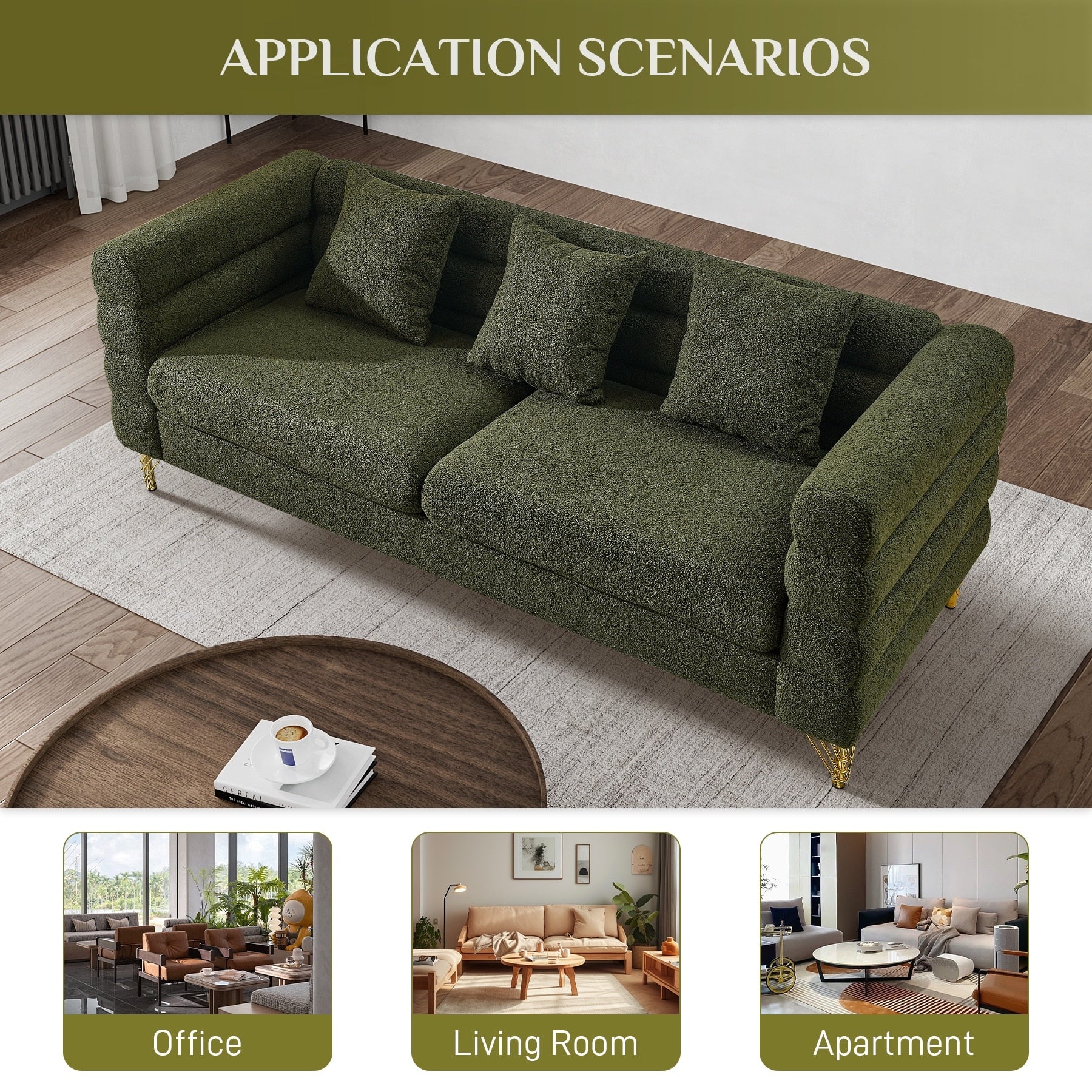 Ouyessir Mid Century Sofa Couch for Bedroom, Living Room, Lounges, Office, Apartment