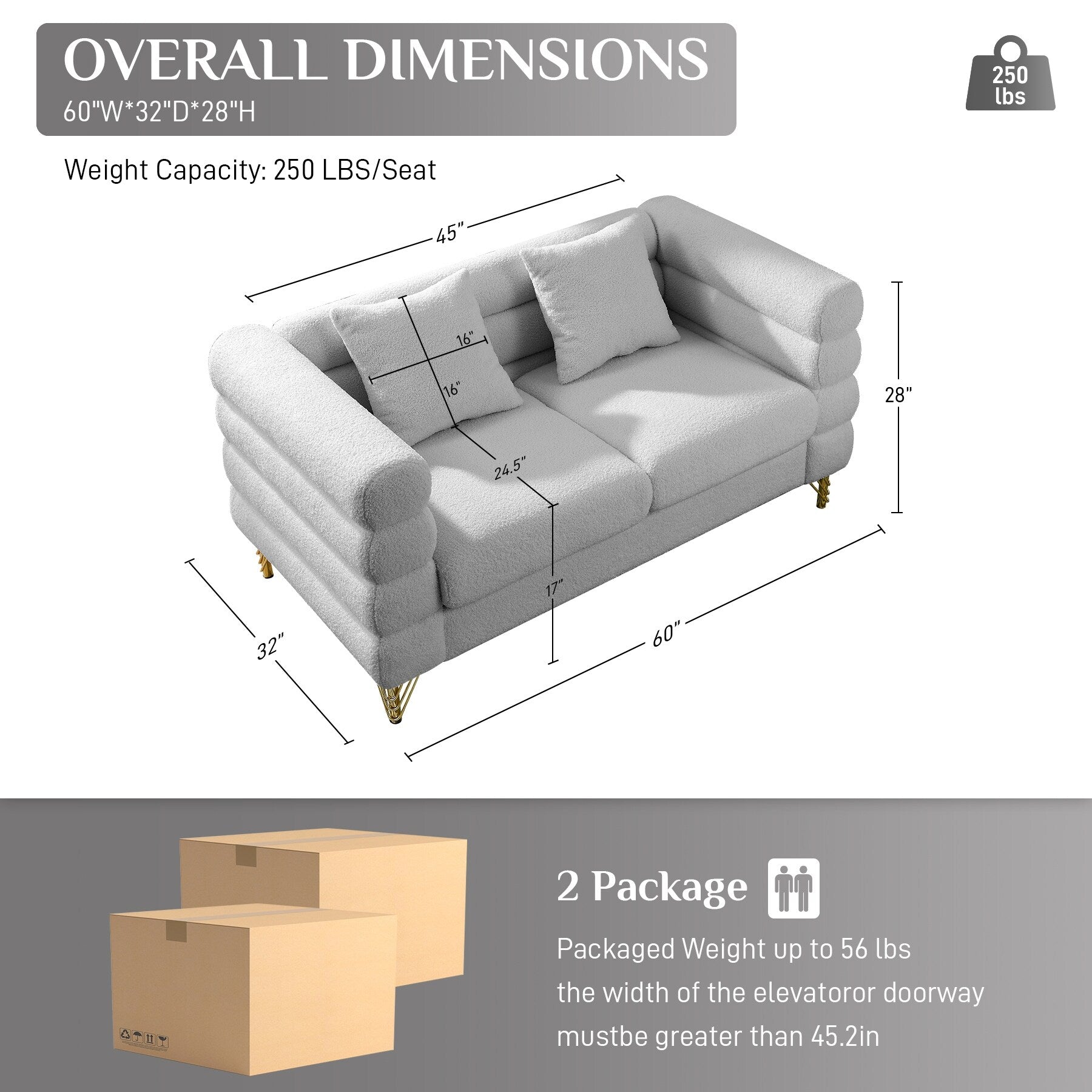 Ouyessir Mid Century Sofa Couch for Bedroom, Living Room, Lounges, Office, Apartment