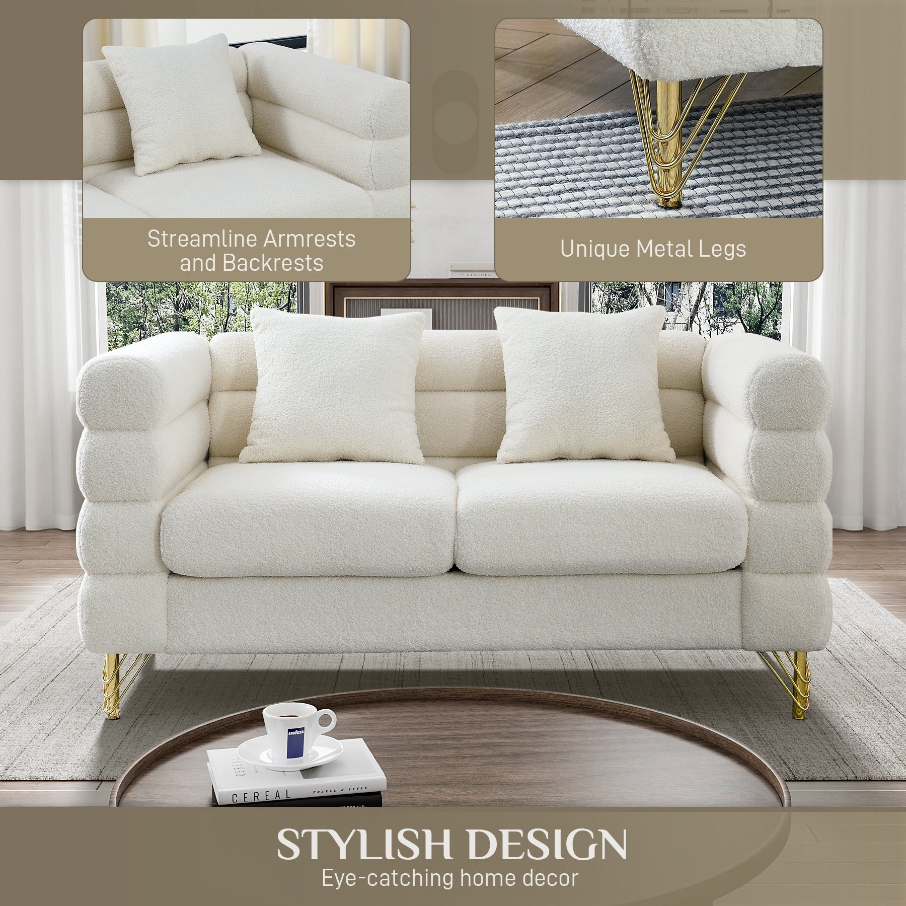 Ouyessir Mid Century Sofa Couch for Bedroom, Living Room, Lounges, Office, Apartment