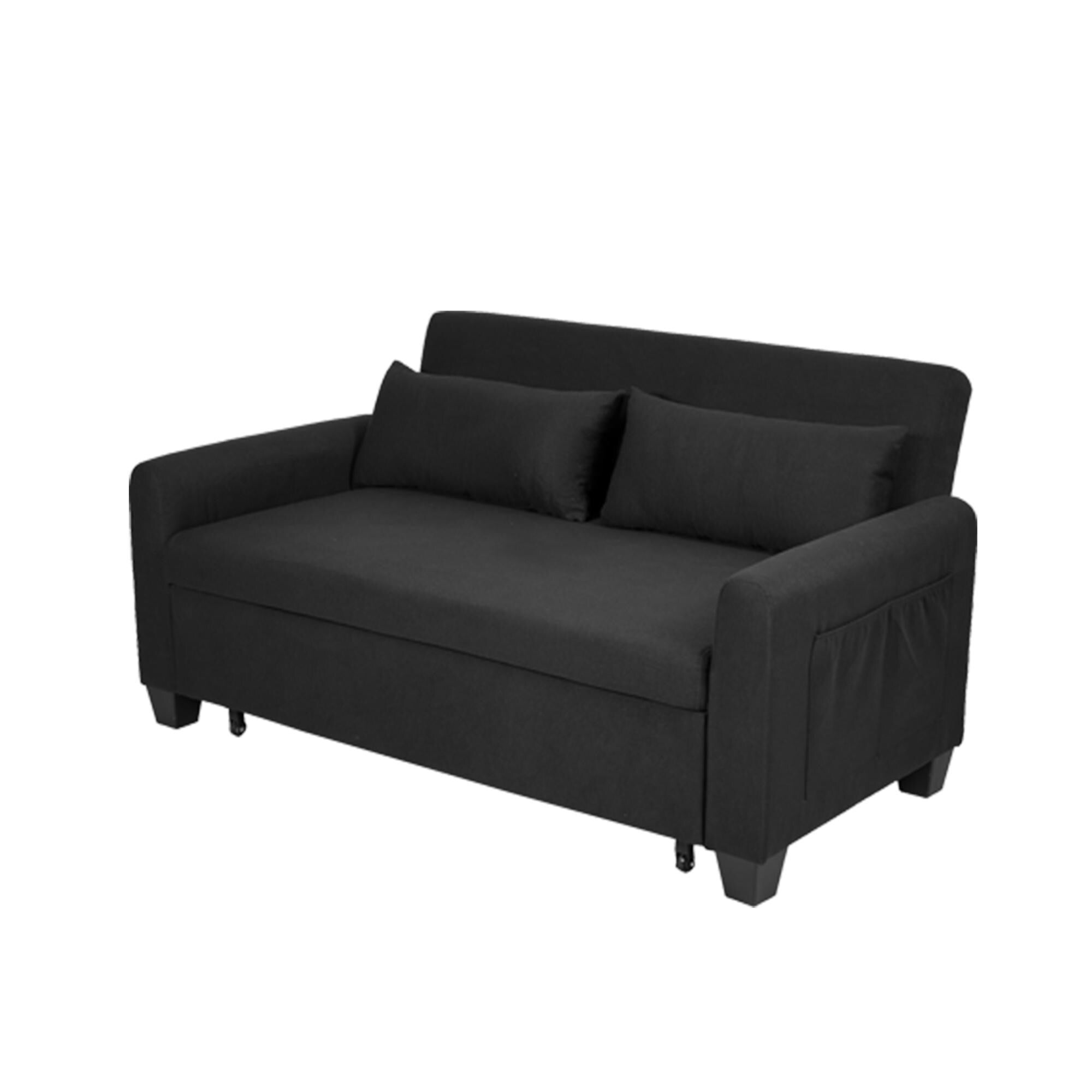 Oversized 61'' Convertible Sleeper Sofa Bed, 2-Seater Loveseat Sofa w/Pockets, Adjustable Backrest and Pillows.