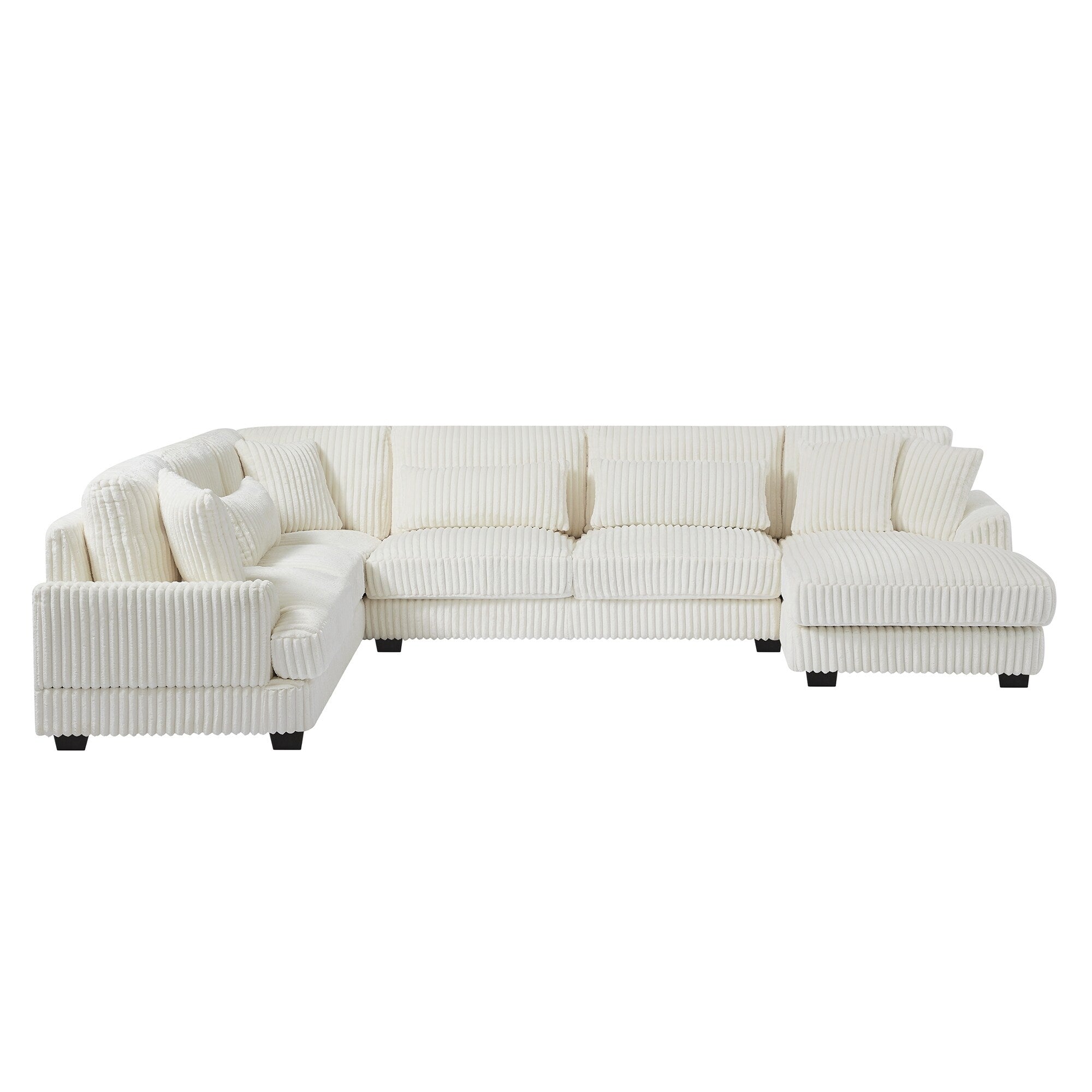 Oversized U-Shaped Sectional Sofa with Chaise, 4 Square and 3 Lumbar Pillows for Living Room