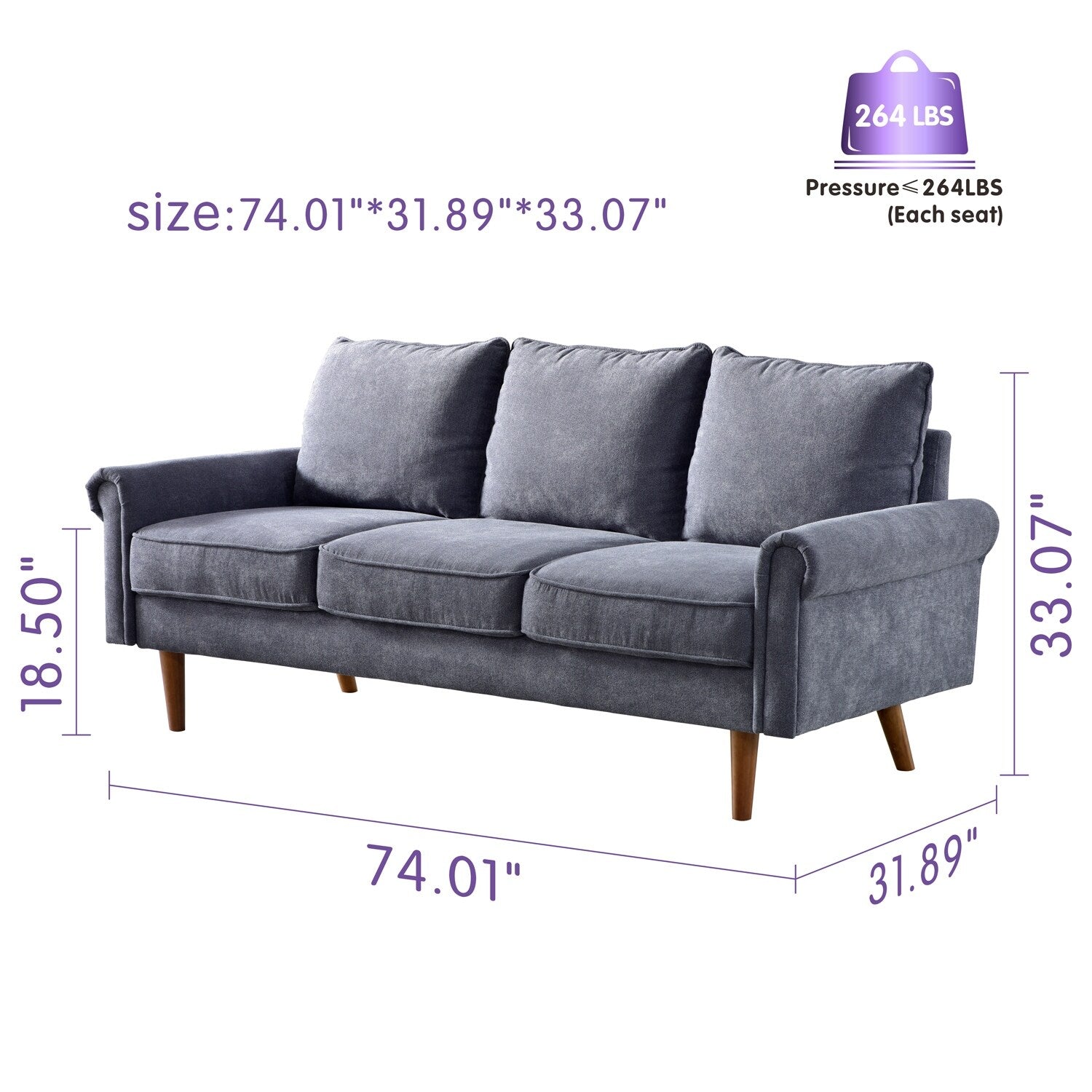 OVIOS Upholstered Mid-century Sofa
